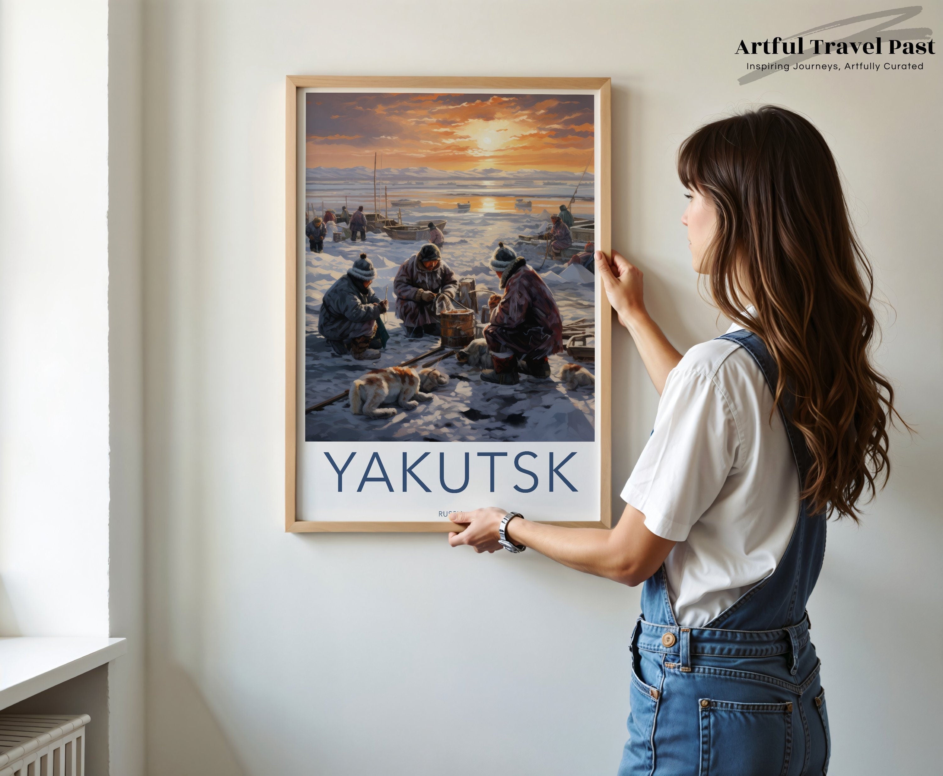 Yakutsk Wall Art, Historical and Cultural Landscape, Siberian Winter Scene, Vibrant Sunset Artwork, Russia Home Decor, Wall Decor