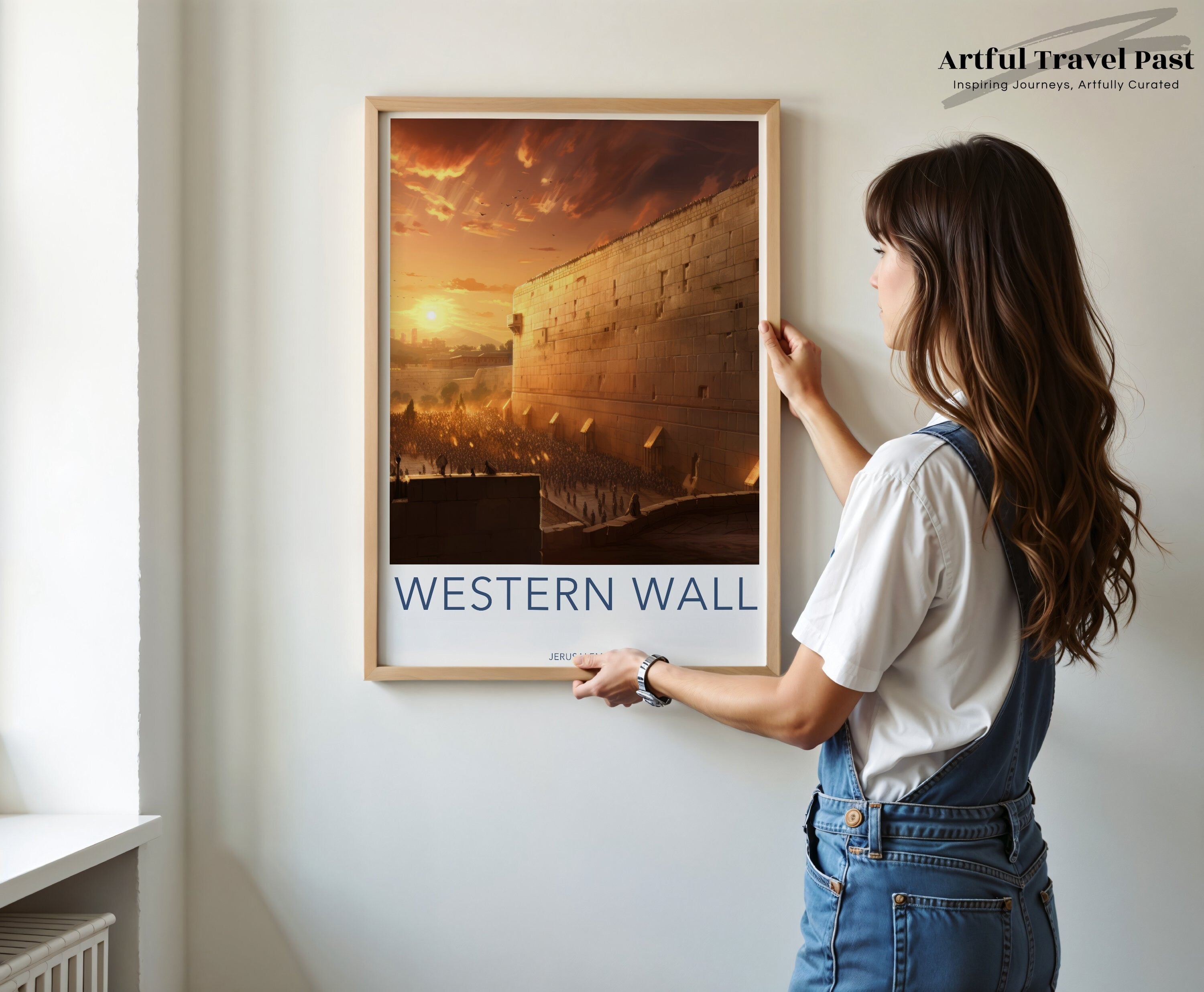 Western Wall Jerusalem Art, Sunset View Holy City Print, Historic Landmark Poster, Cultural Heritage Wall Decor, Spiritual Art Print