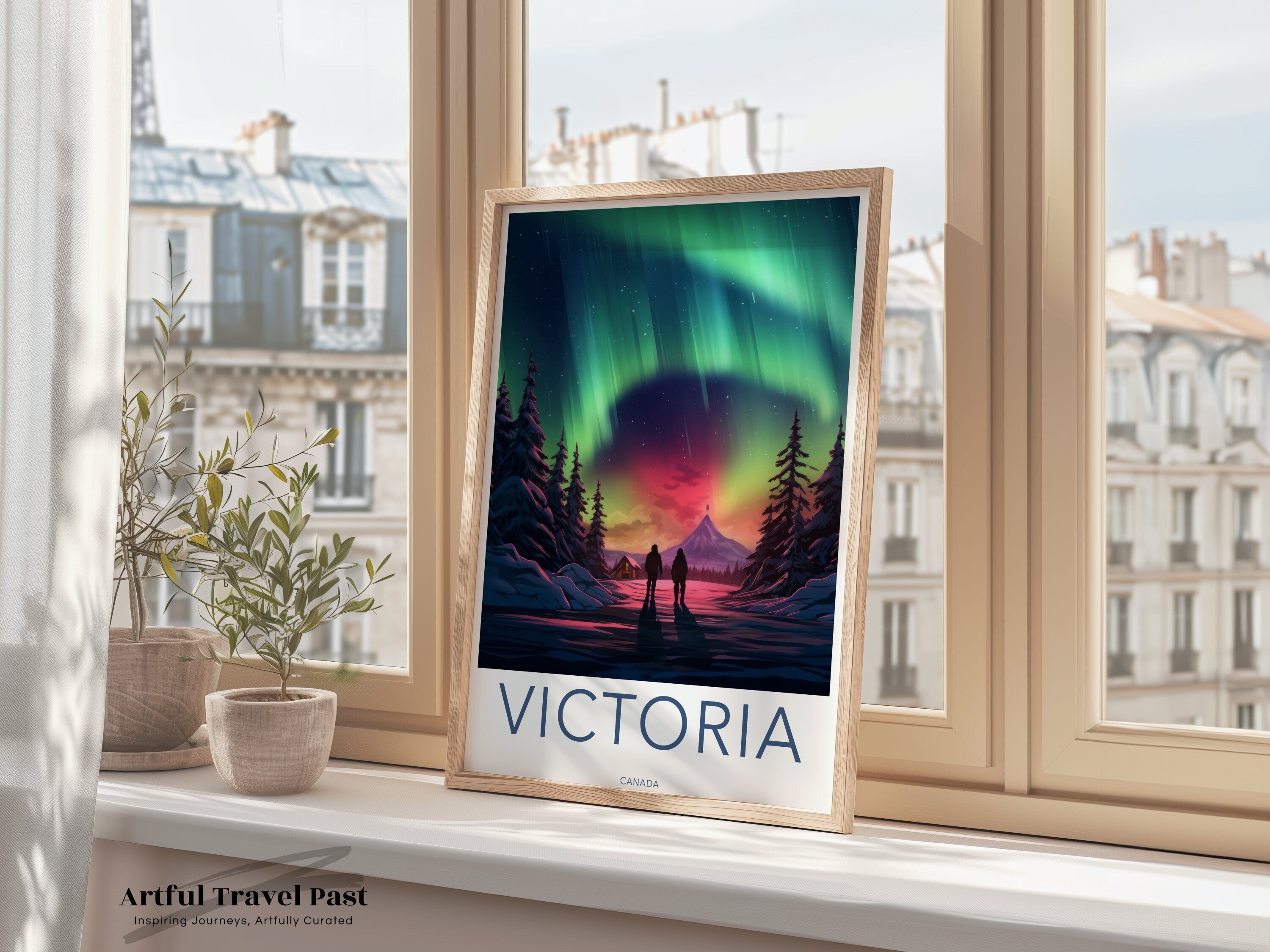 Victoria Canada Wall Art Print, Northern Lights Poster, Scenic Landscape, Winter Decor, Nature Photography, Travel Poster, Fine Art Print