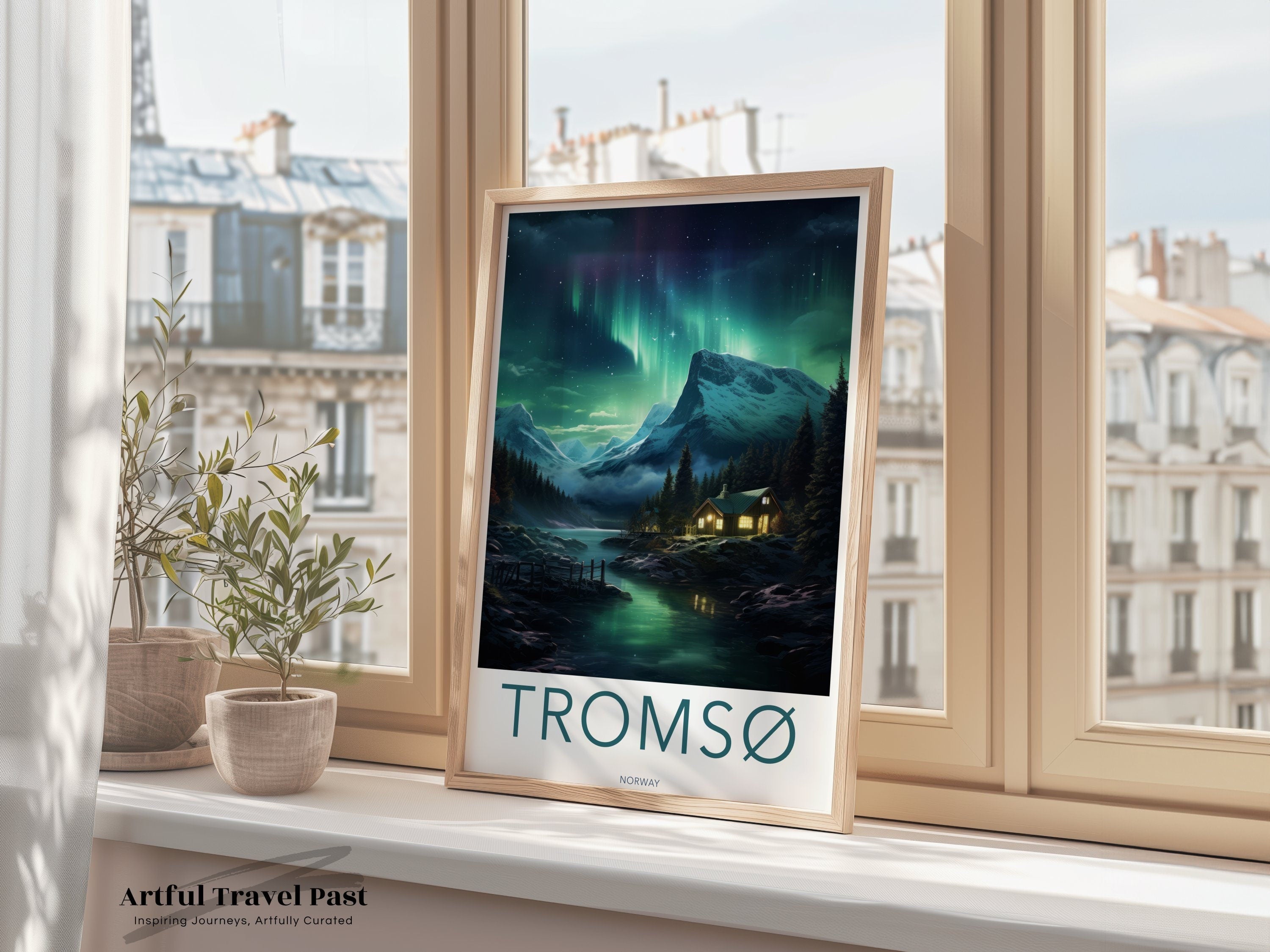 Tromsø Wall Art, Norway Northern Lights Poster, Scandinavian Landscape Print, Arctic Circle Decor, Home Office Wall Art