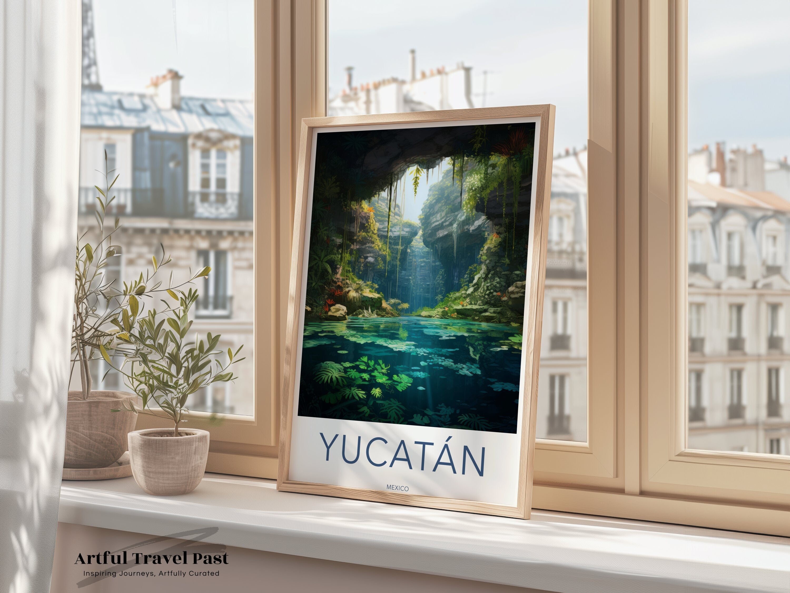 Yucatan Wall Art, Mexico Travel Poster, Mexican Cultural Print, Nature Landscape Artwork, Historical and Cultural Decor