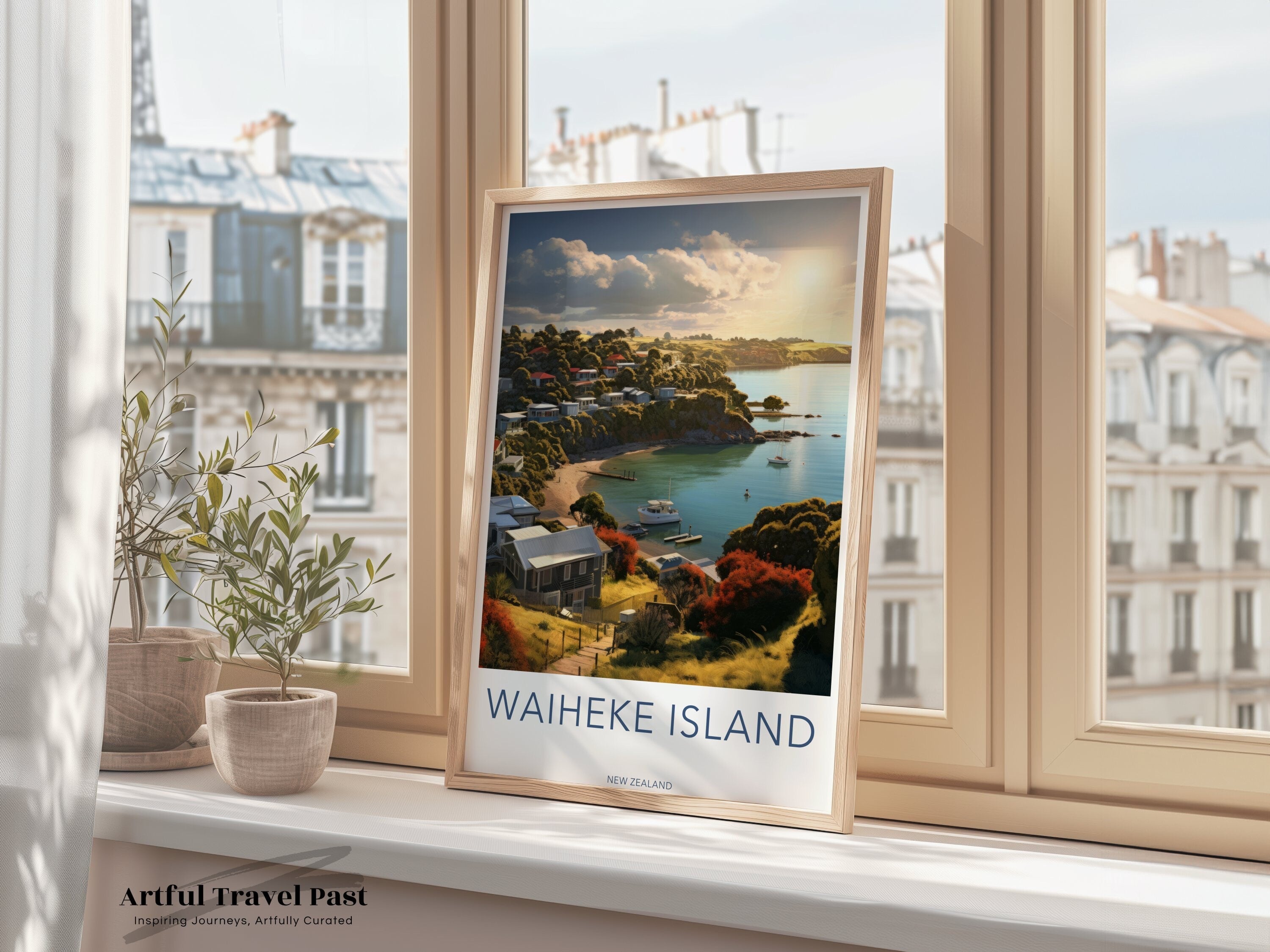 Waiheke Island Sunset Landscape, New Zealand Coastal Art, Scenic Ocean View, Wall Decor, Home Decoration, Island Paradise Print