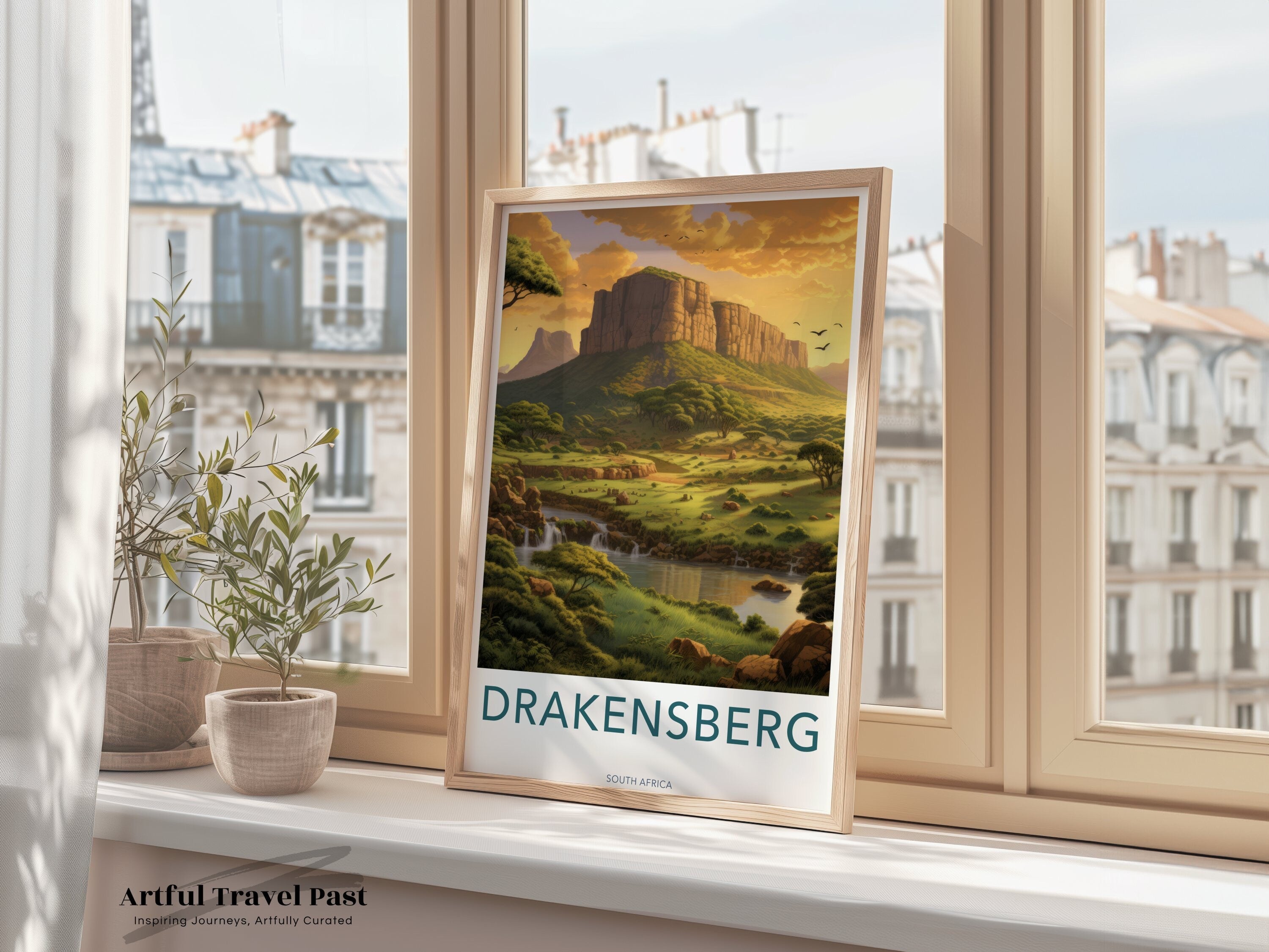 Drakensberg Wall Art, South Africa Landscape Poster, Scenic Nature Print, Mountain View Decoration, Home Wall Decor, Travel Art