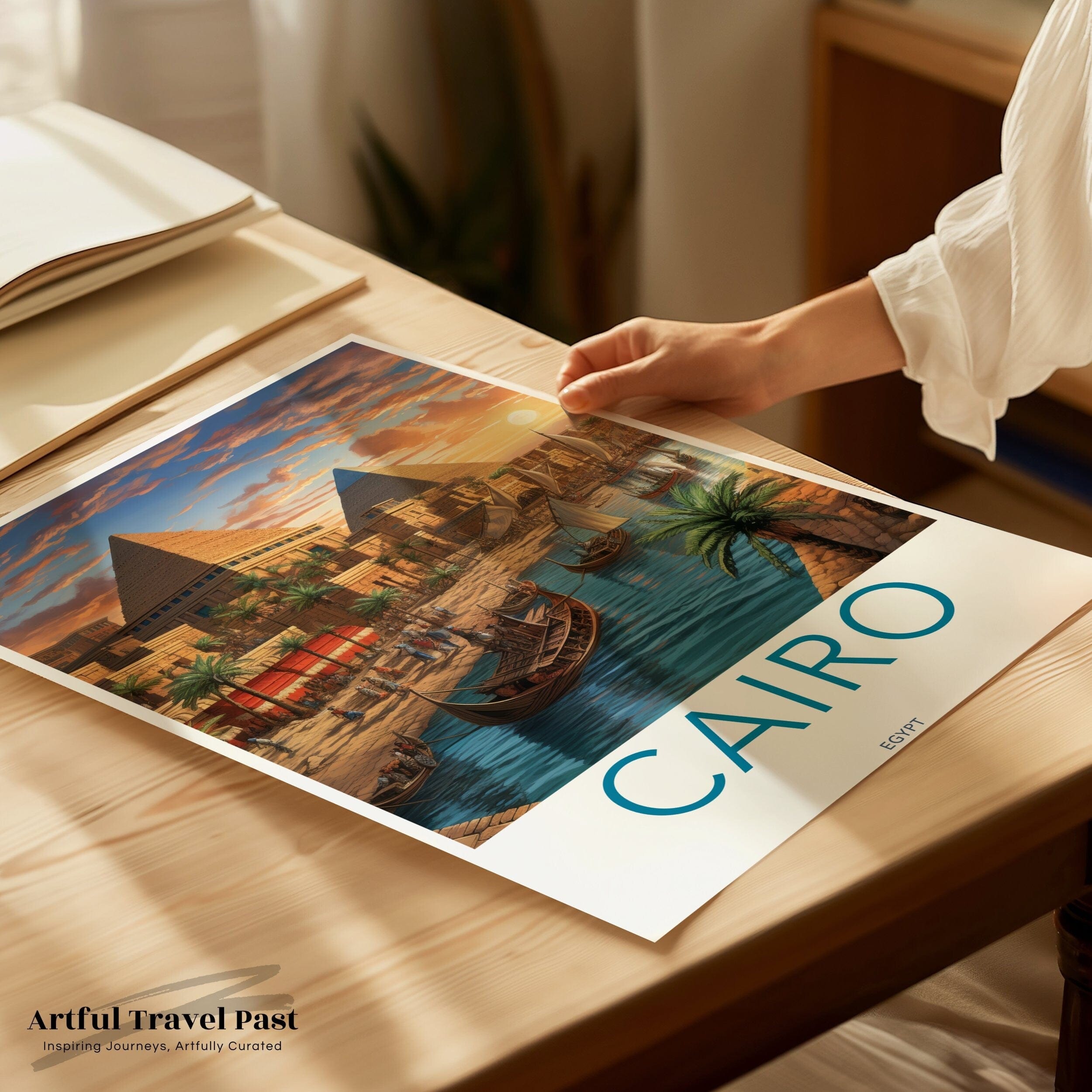 Wall Art Cairo Poster | Pyramid Desert Artwork | Egypt Wall Art