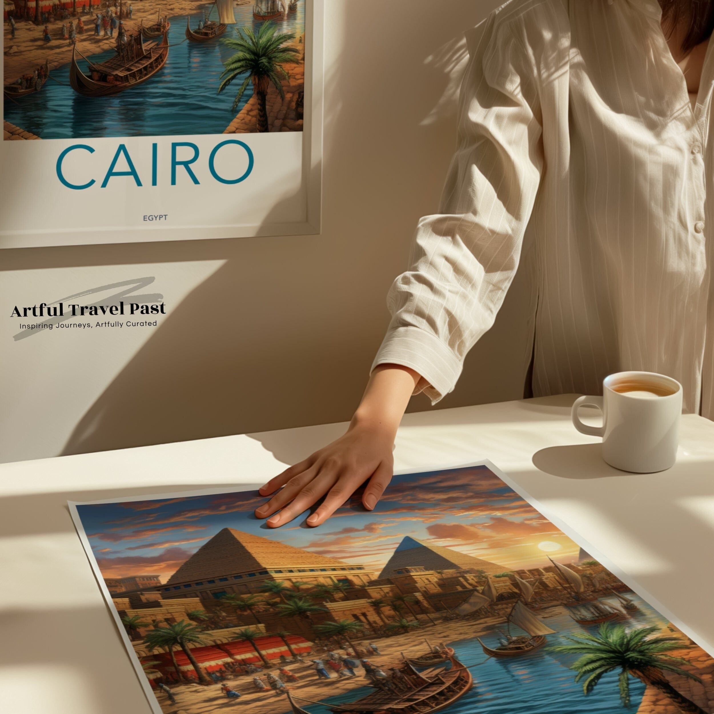 Wall Art Cairo Poster | Pyramid Desert Artwork | Egypt Wall Art