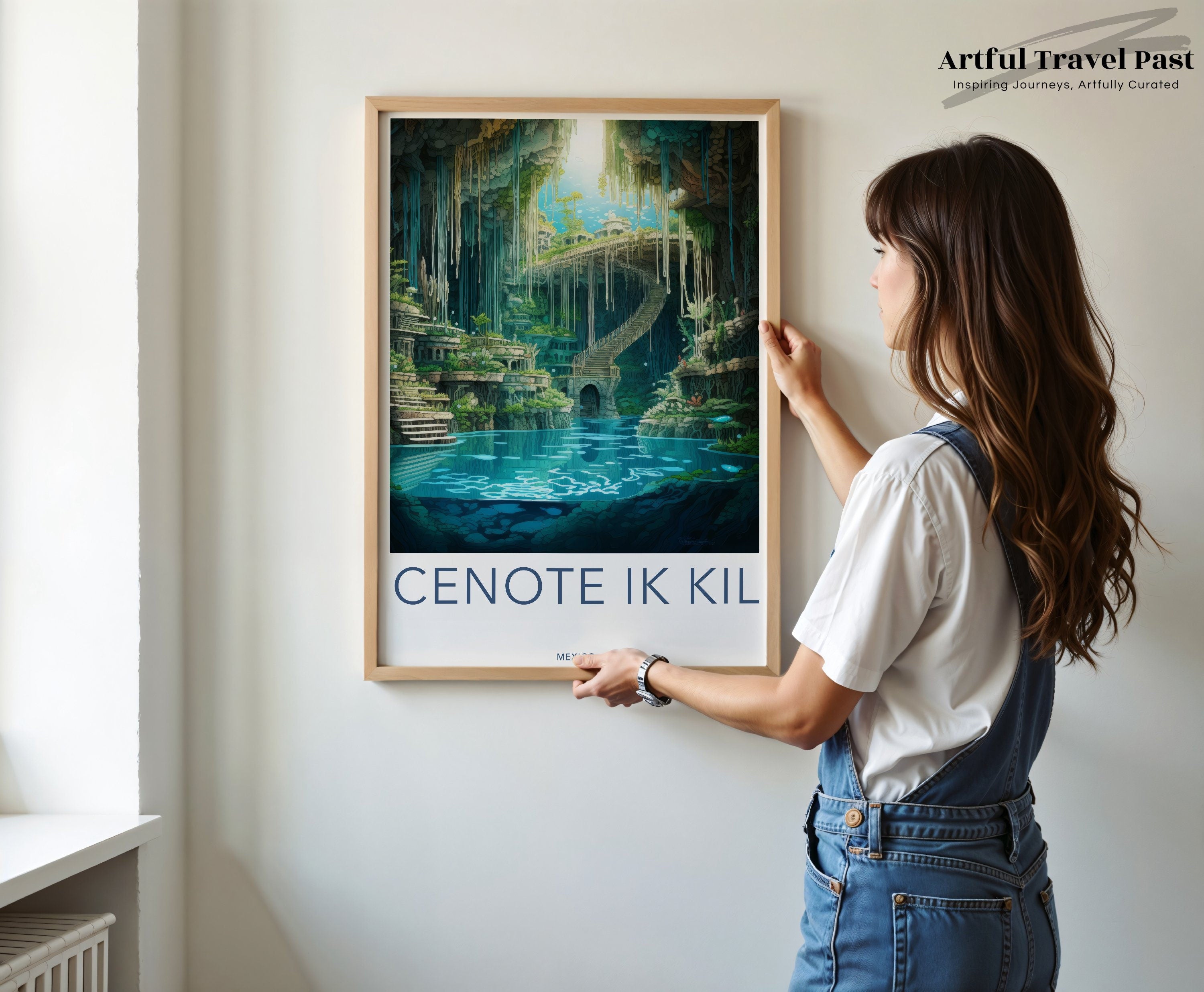 Cenote Ik Kil Wall Art, Mexico Travel Poster, Natural Beauty Print, Mexican Cave Art, Home Decor, Unique Wall Decor, Art Print