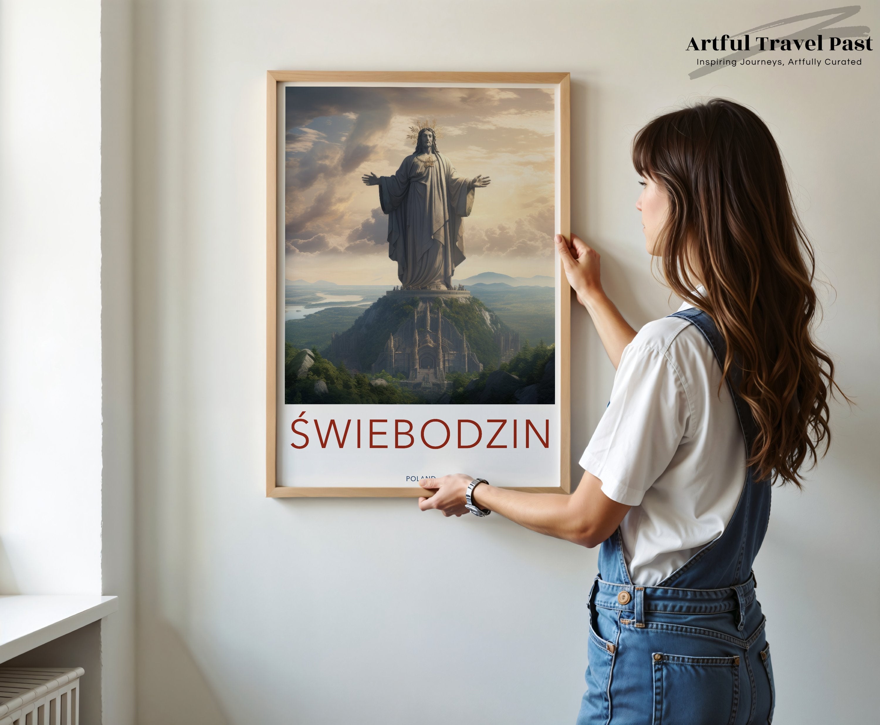 Swiebodzin Wall Art, Polish Landmark, Christ the King Statue, Scenic Poland Print, Unique Home Decor, Travel Souvenir, Wall Hanging