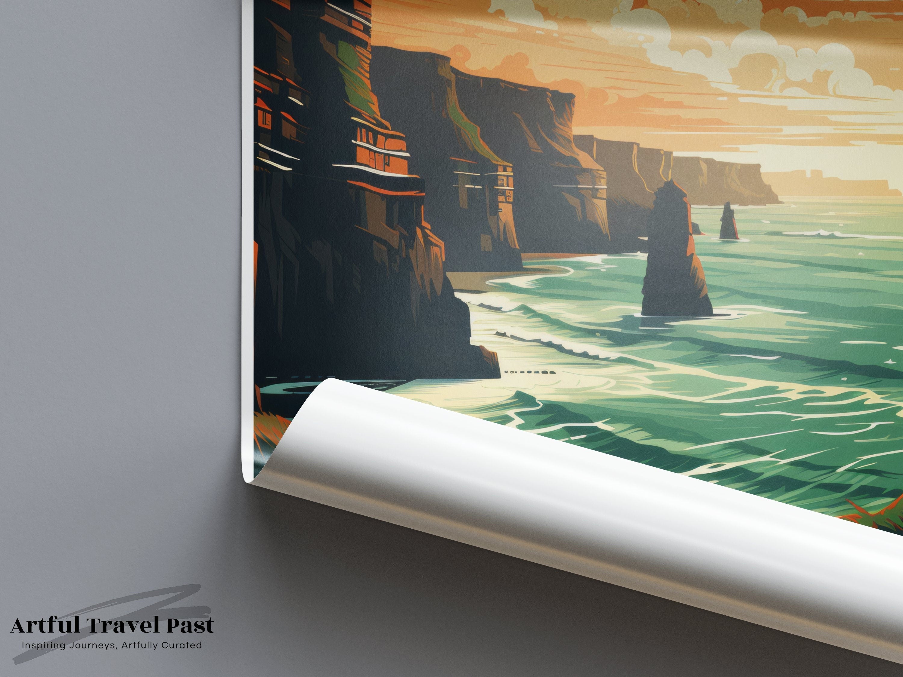 Cliffs of Moher Wall Art, Ireland Landscape Poster, Sunset Coastal Print, Irish Scenic View, Travel Decor, Nature Artwork, Gift Idea