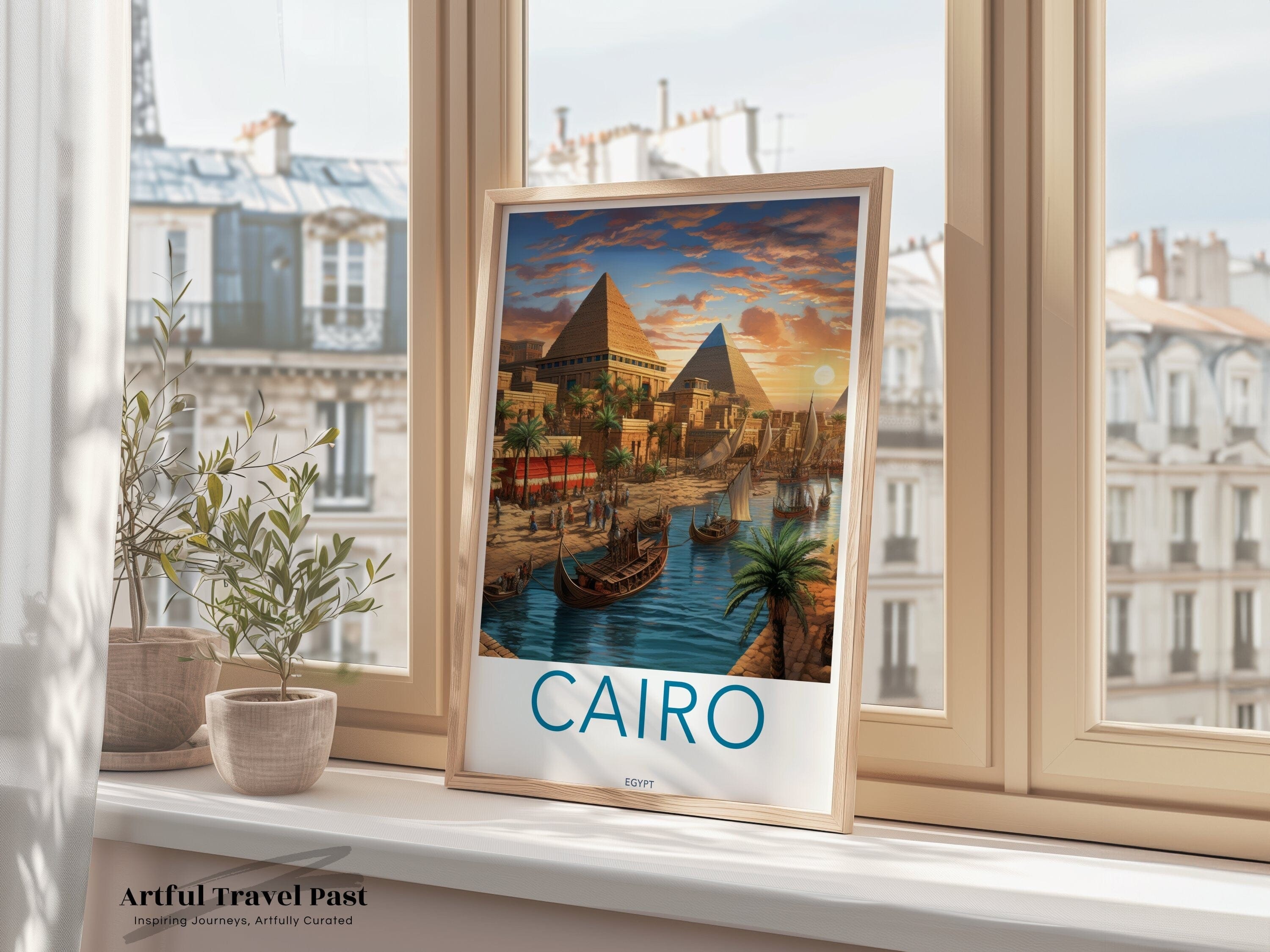 Wall Art Cairo Poster | Pyramid Desert Artwork | Egypt Wall Art