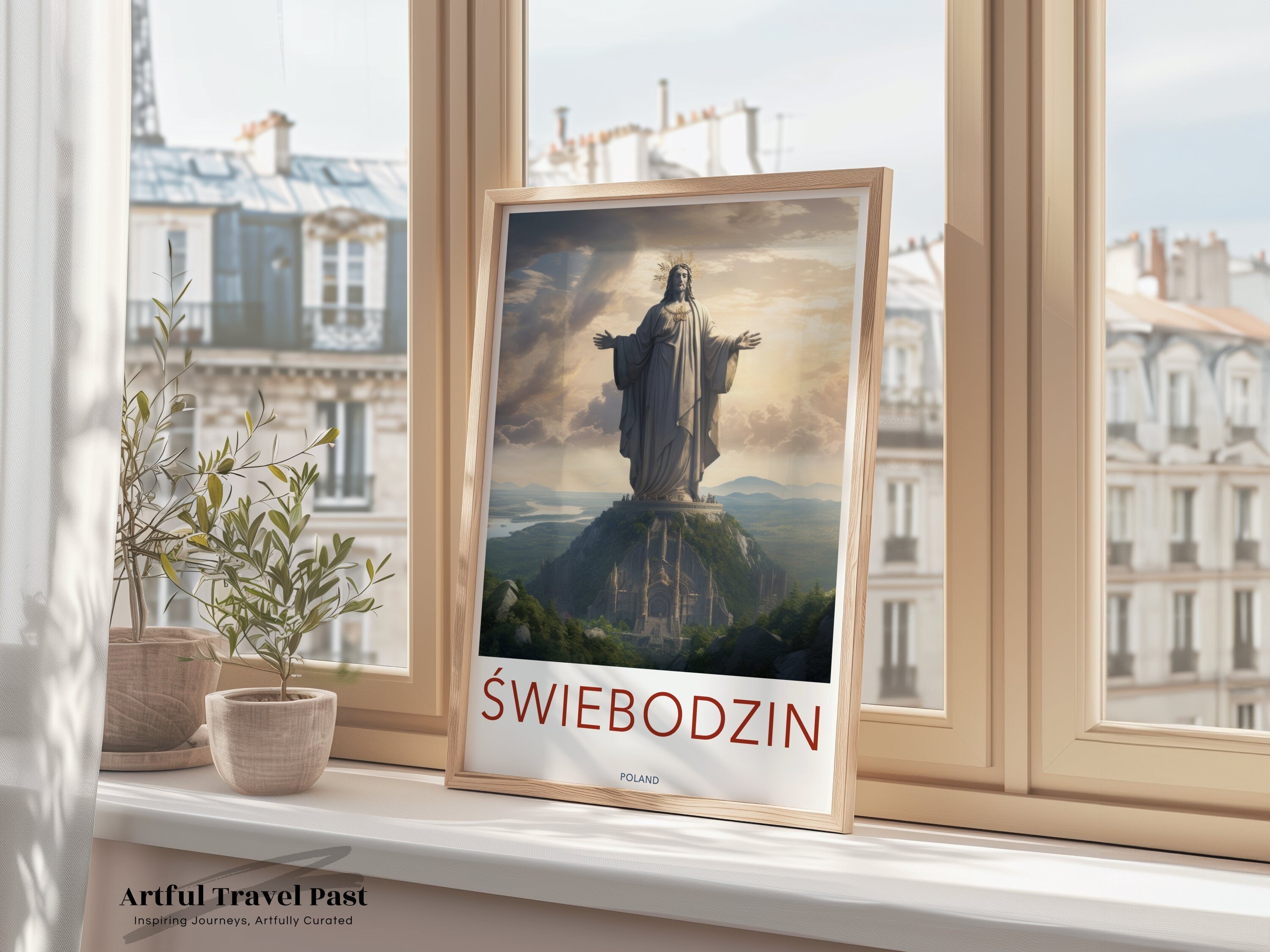 Swiebodzin Wall Art, Polish Landmark, Christ the King Statue, Scenic Poland Print, Unique Home Decor, Travel Souvenir, Wall Hanging