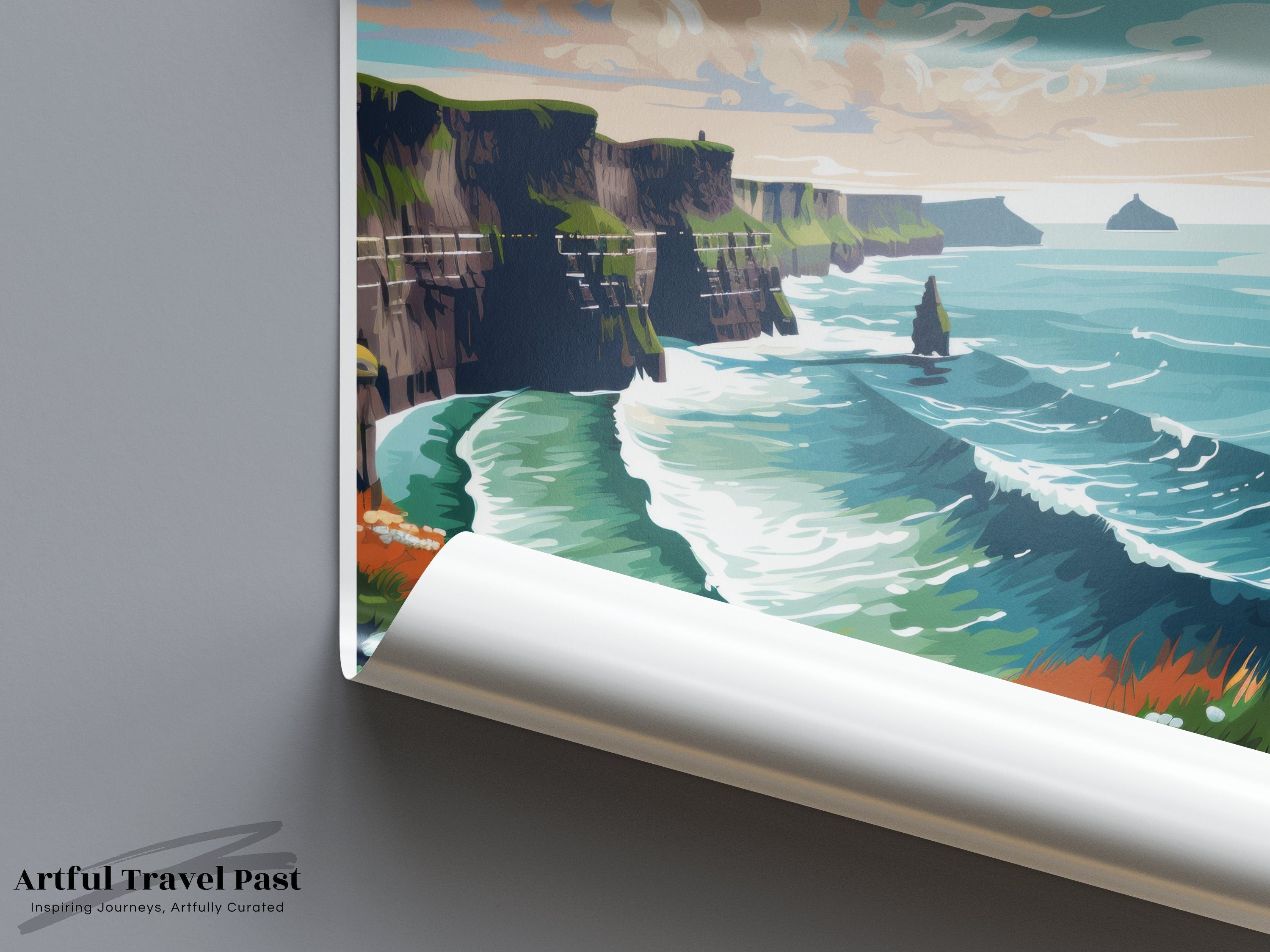 Cliffs of Moher Wall Art Print, Ireland Travel Poster, Irish Coastal Landscape, Scenic View Home Decor, Nature Wall Art