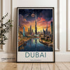 Dubai Cityscape Wall Art, Stunning Sunset Skyline Print, Modern Urban Landscape, Vibrant Architectural Wonders, Travel Decor