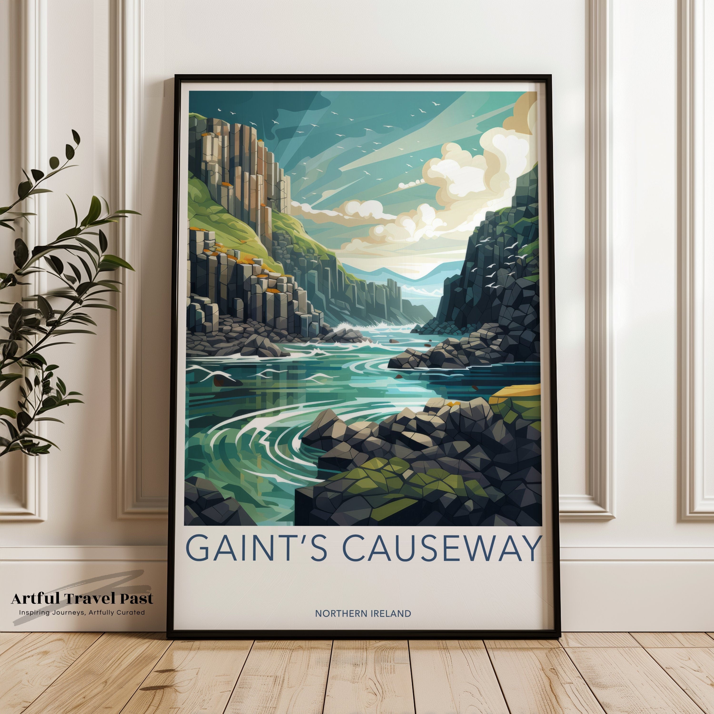 Giant's Causeway Wall Art, Northern Ireland Print, Coastal Landscape Poster, Beautiful Nature Scene, Historical Landmark Art