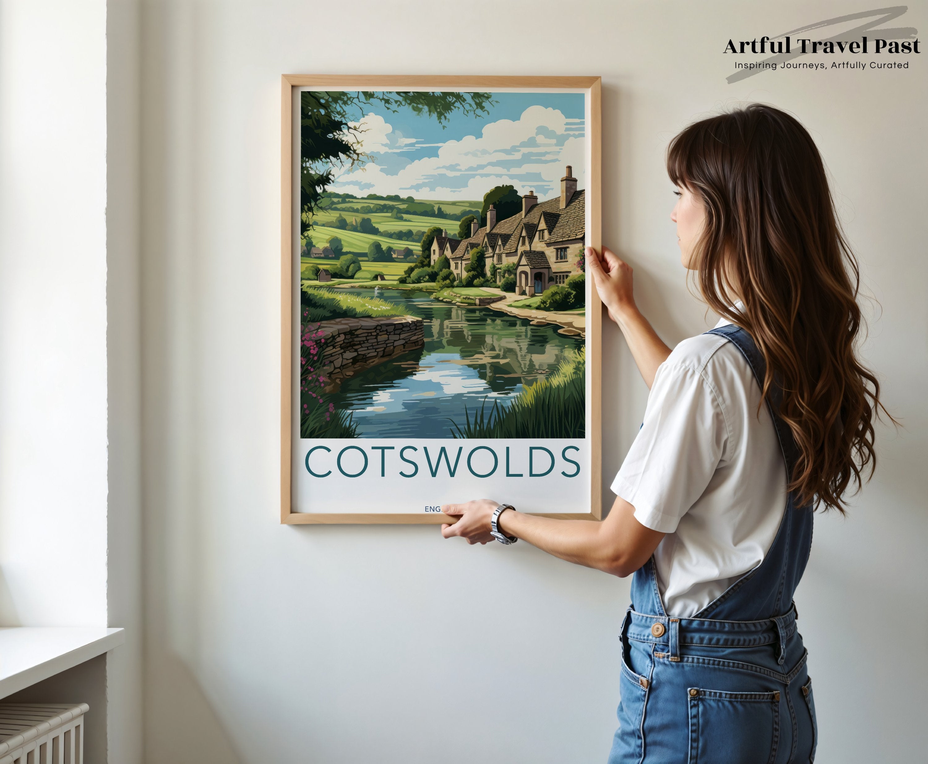 Cotswolds Wall Art Print, English Countryside Decor, Scenic Landscape Art, Rustic Home Decoration, UK Travel Poster, Vintage Style Artwork