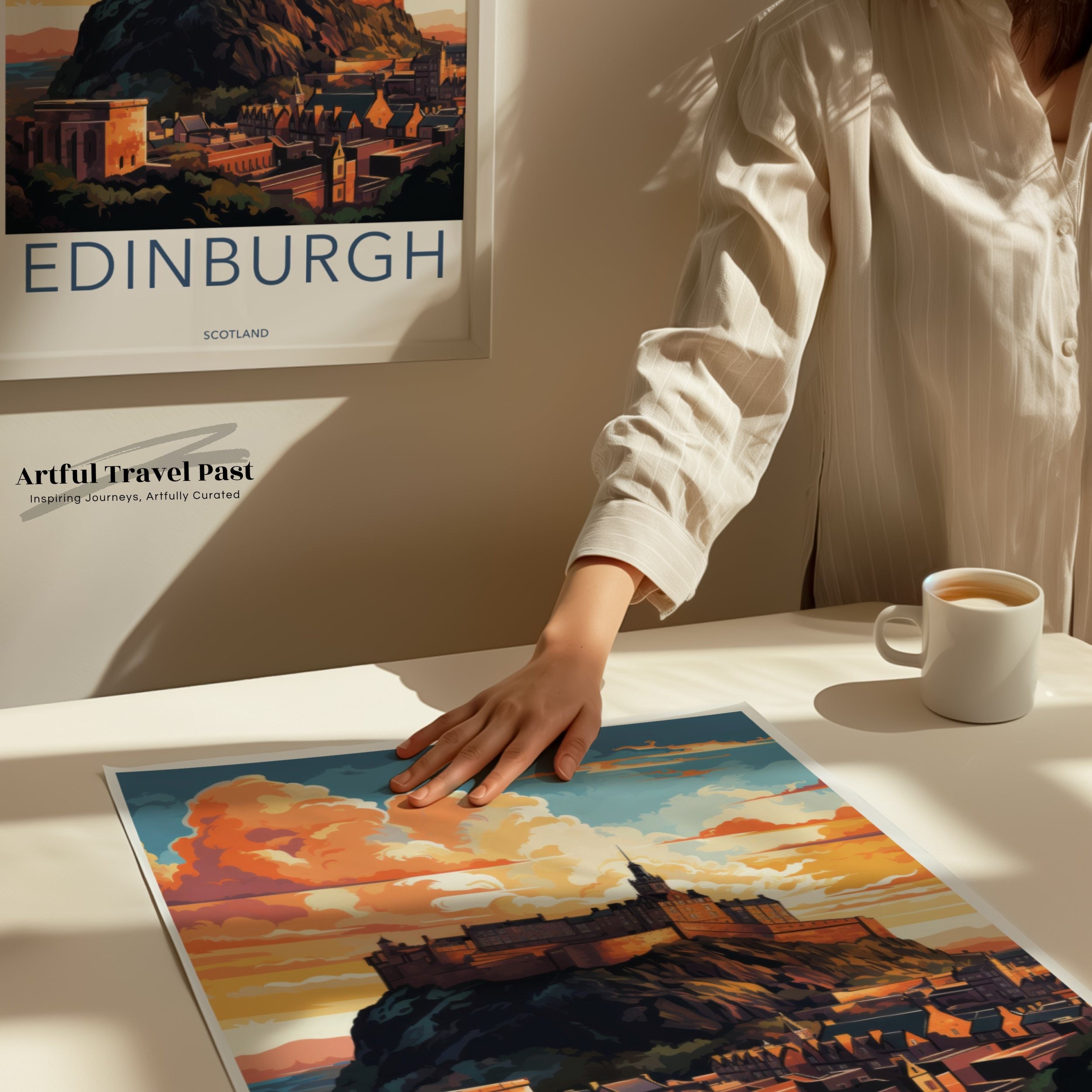 Edinburgh Castle Sunset, Scotland Travel Art, Historic Castle Wall Art, Scotland Landscape, Travel Poster Print, Edinburgh Gifts