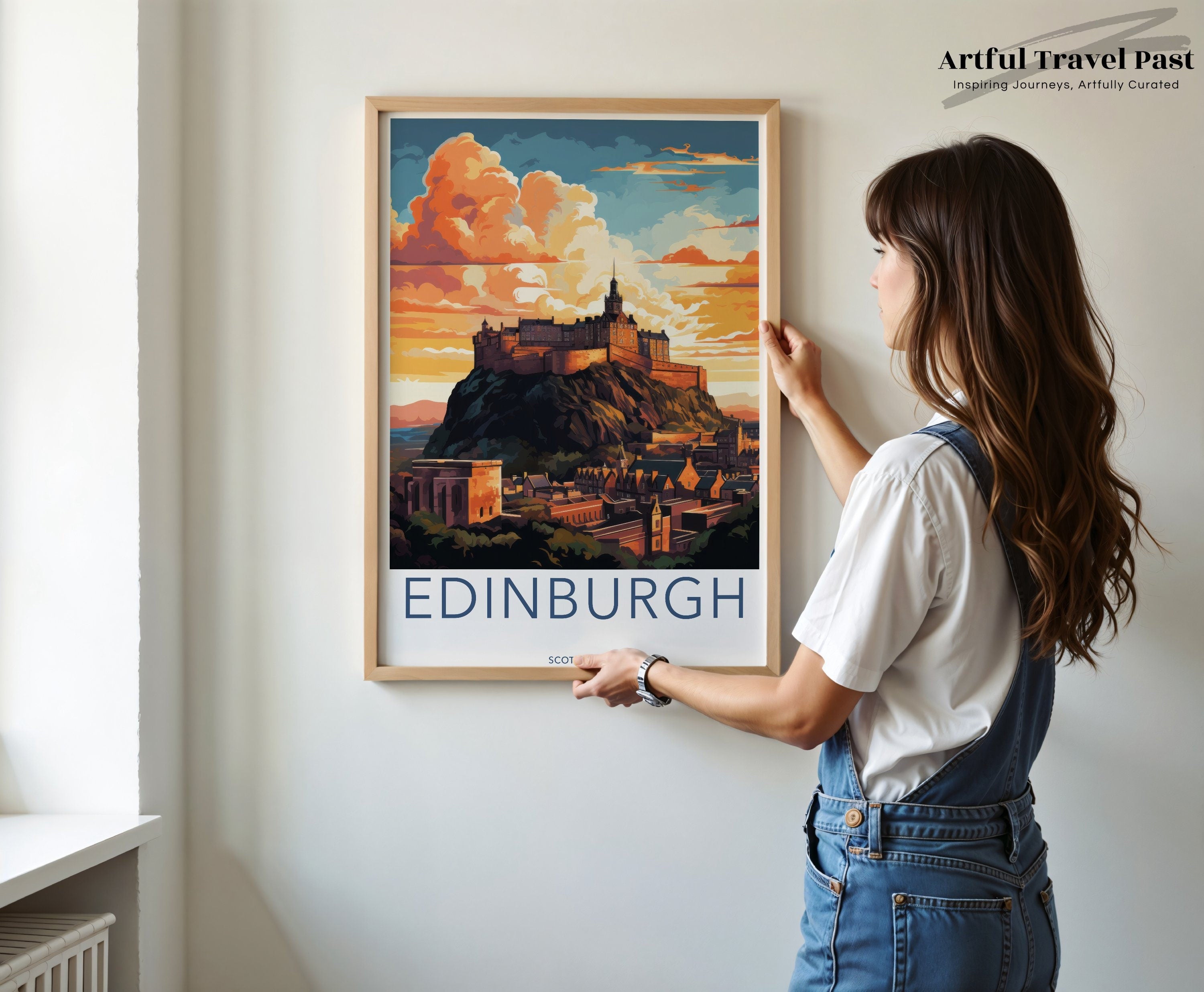 Edinburgh Castle Sunset, Scotland Travel Art, Historic Castle Wall Art, Scotland Landscape, Travel Poster Print, Edinburgh Gifts