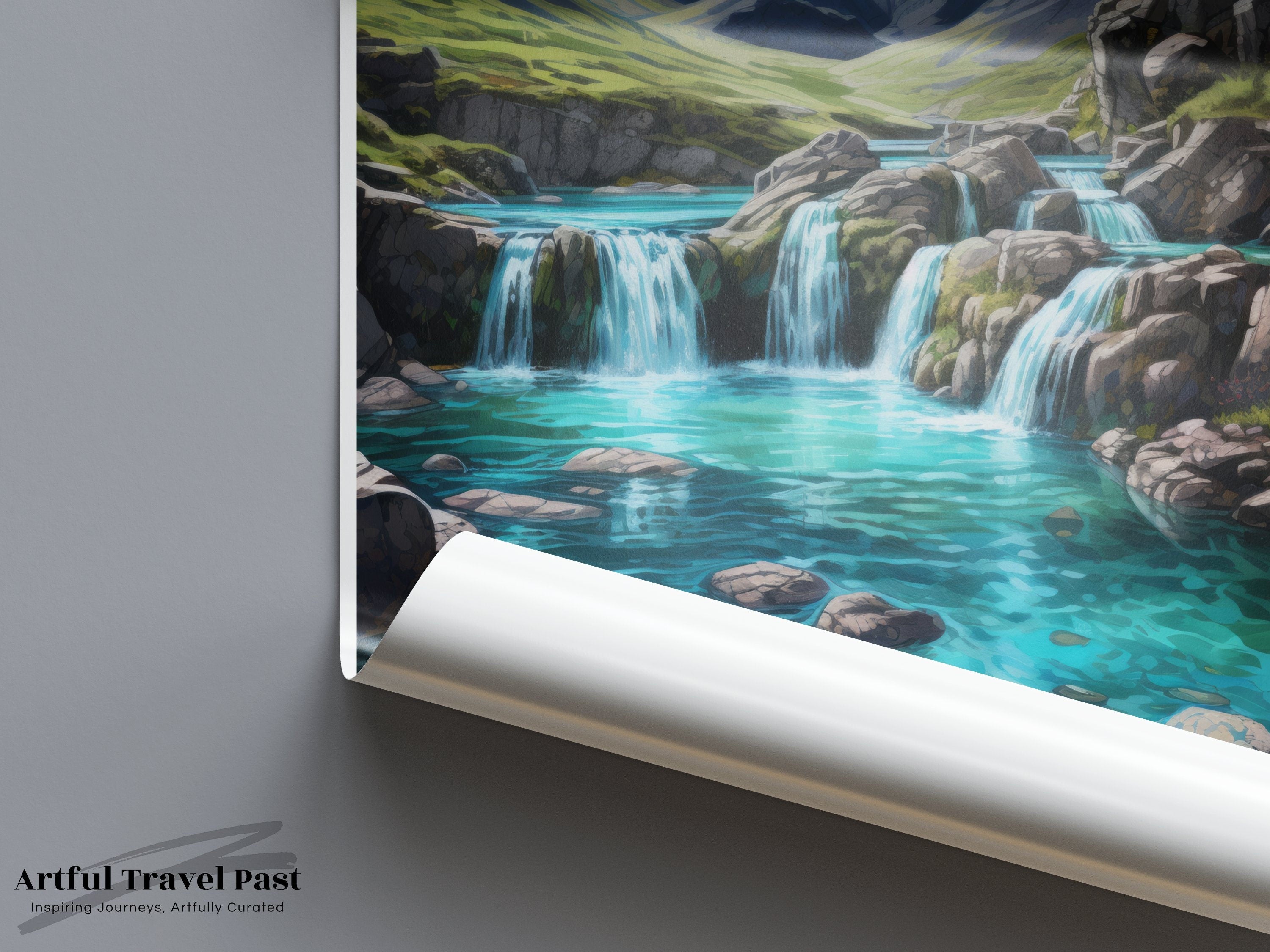 Fairy Pools Wall Art, Isle of Skye Print, Scottish Landscape Decor, Nature Waterfall Poster, Scenic Highlands Artwork