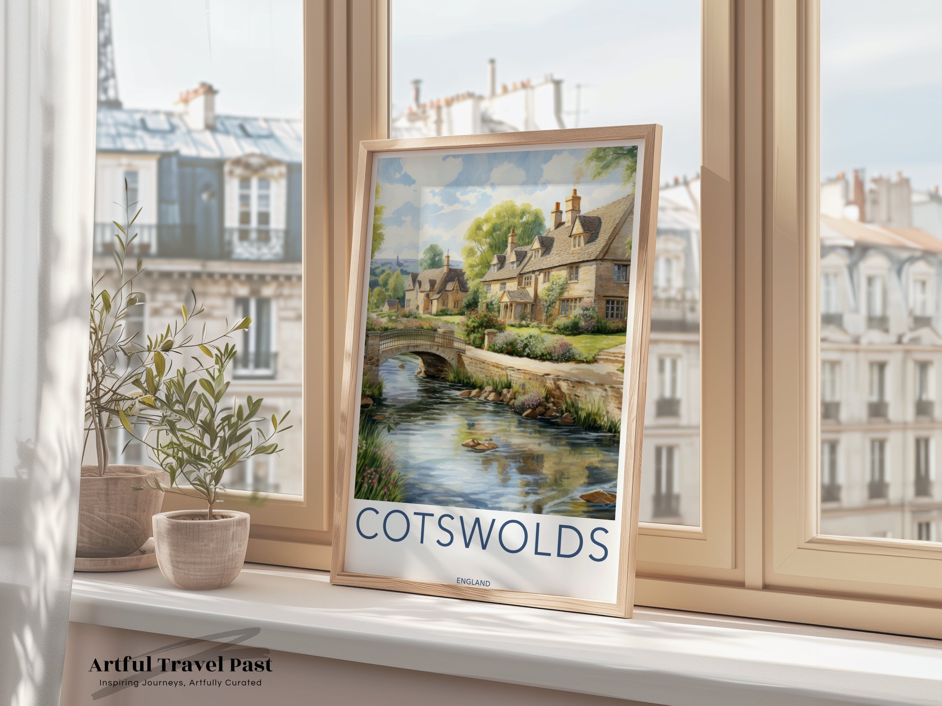 Cotswolds Wall Art Print, English Countryside Decor, Scenic Village Poster, Nature and Architecture Artwork, UK Travel Souvenir