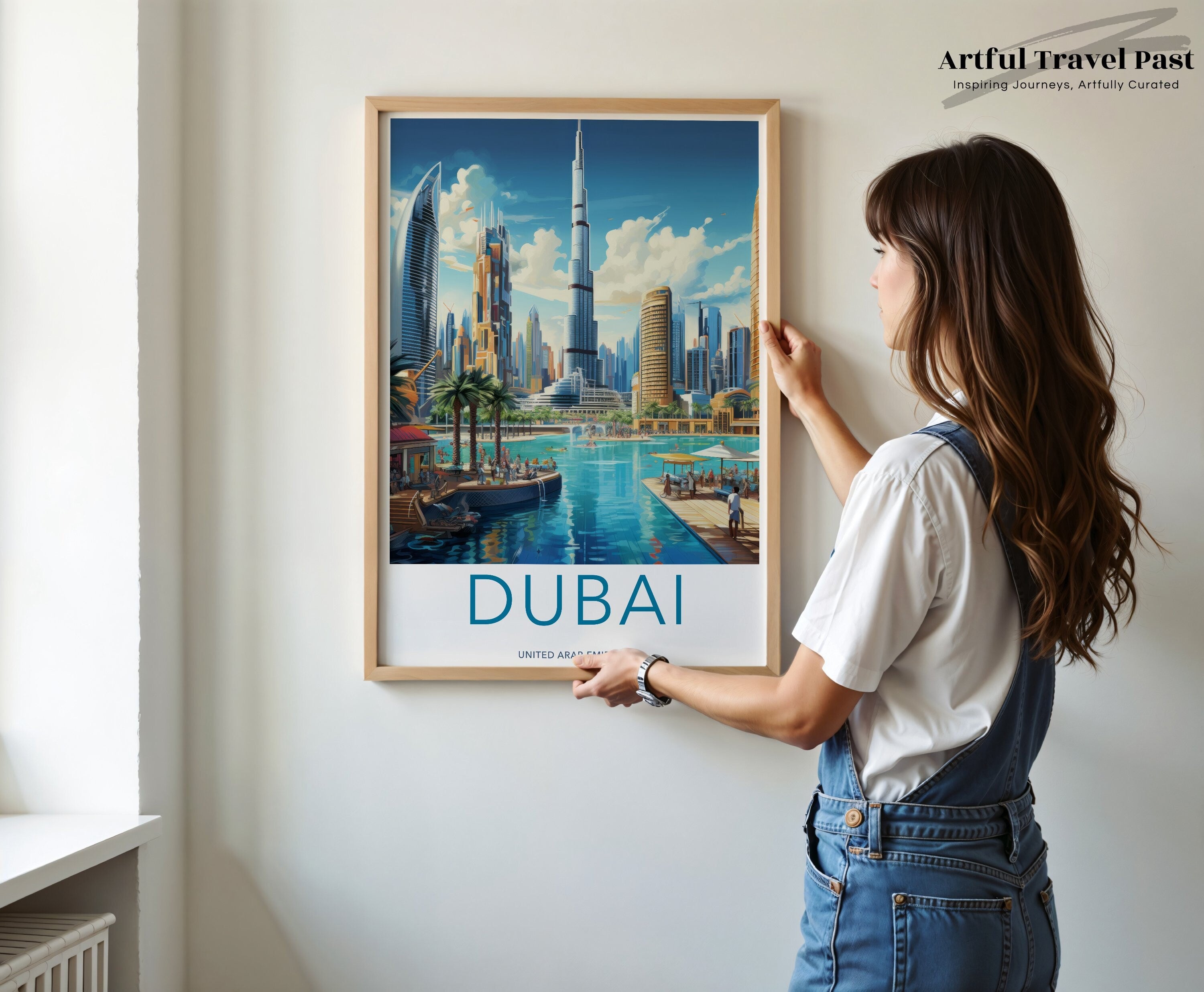 Dubai Skyline Art Print, Modern Cityscape Wall Art, Dubai Architecture Poster, Urban Landscape Artwork, Travel Souvenir Decor