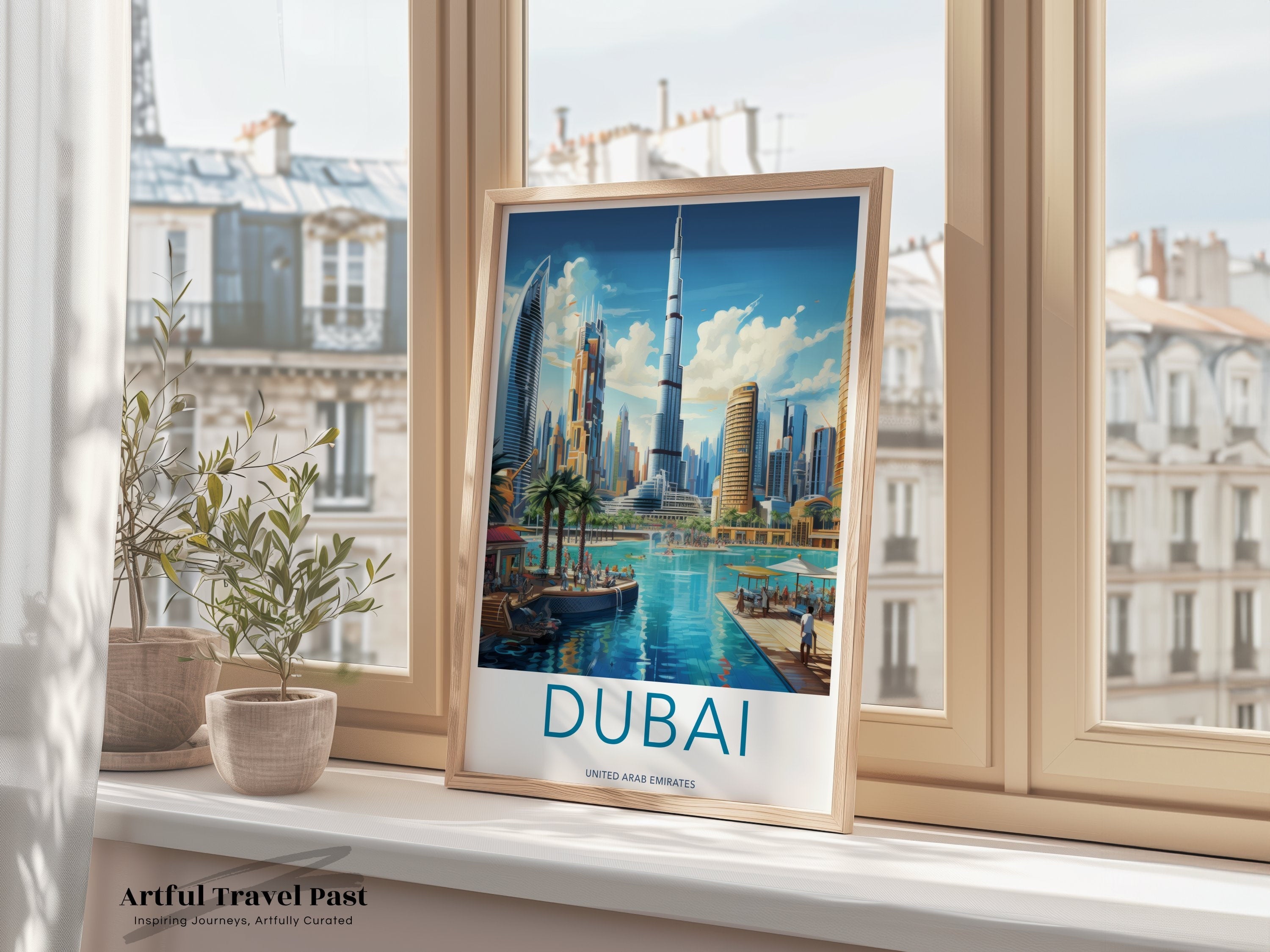 Dubai Skyline Art Print, Modern Cityscape Wall Art, Dubai Architecture Poster, Urban Landscape Artwork, Travel Souvenir Decor