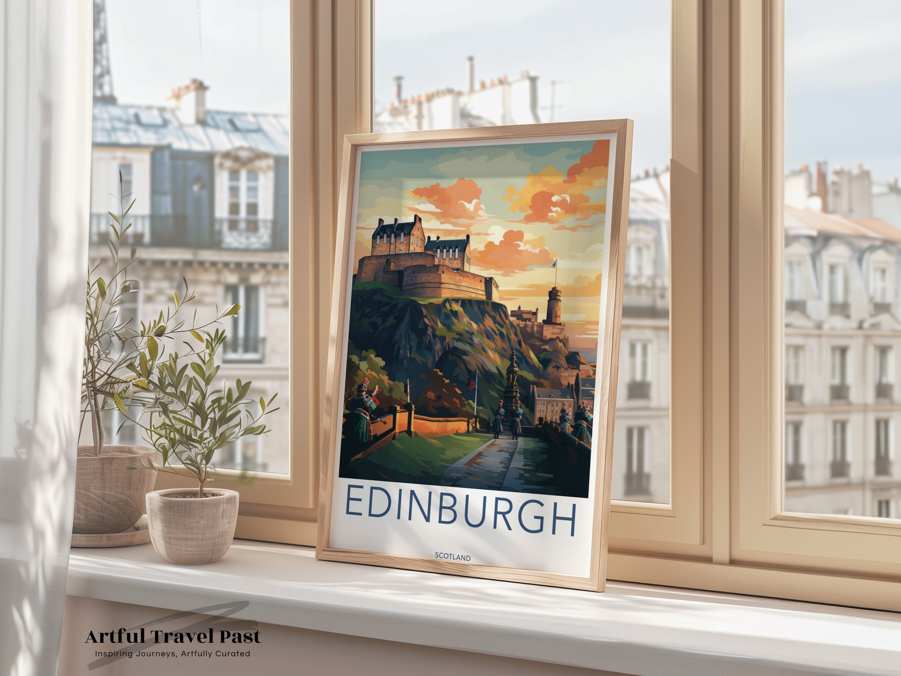 Edinburgh Castle, Scotland Wall Art, Scottish Landmark Illustration, Historic Edinburgh Print, Travel Poster, Home Decor, Gift Idea