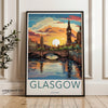 Glasgow Scotland Sunset Scenic Wall Art, Glasgow City Print, Sunset Cityscape Poster, Scotland Travel Decor, Glasgow Landmark Art