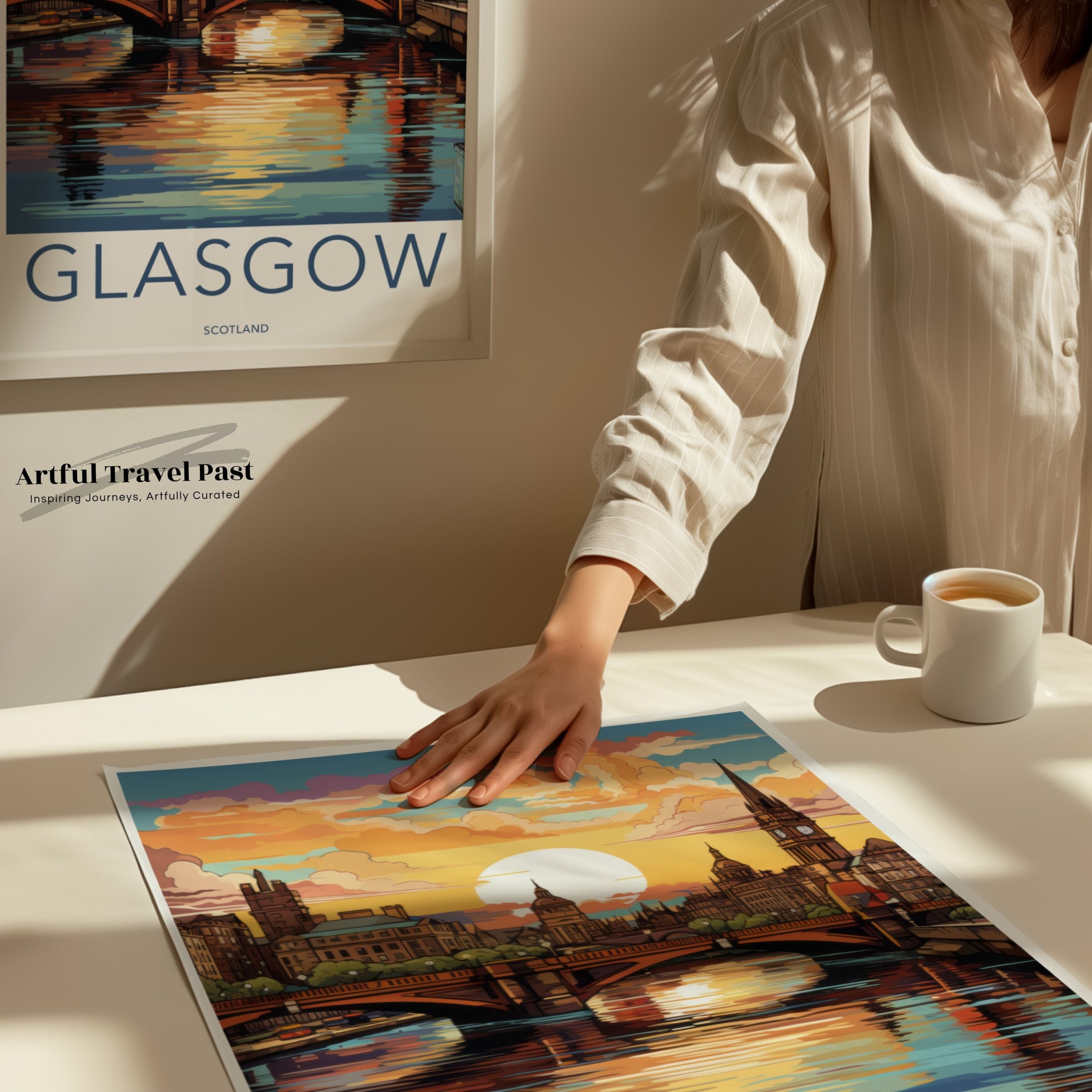 Glasgow Scotland Wall Art, Glasgow Skyline Poster, Cityscape Artwork, Sunset Over Glasgow, Scenic Wall Décor, Travel Art Print