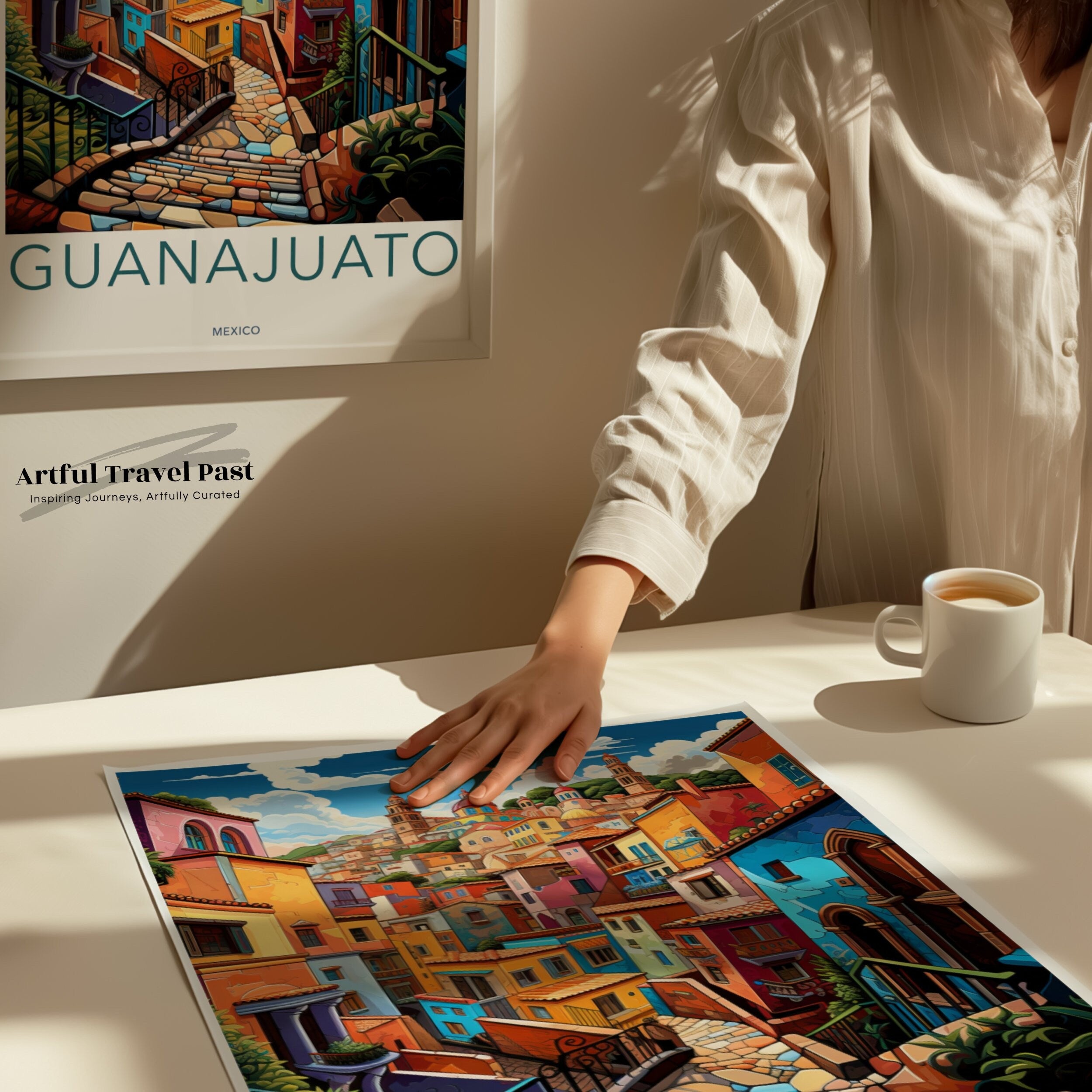 Guanajuato Poster Print, Colorful Guanajuato Wall Art, Mexico Travel Decor, Mexican City Illustration, Architectural Wonders Artwork