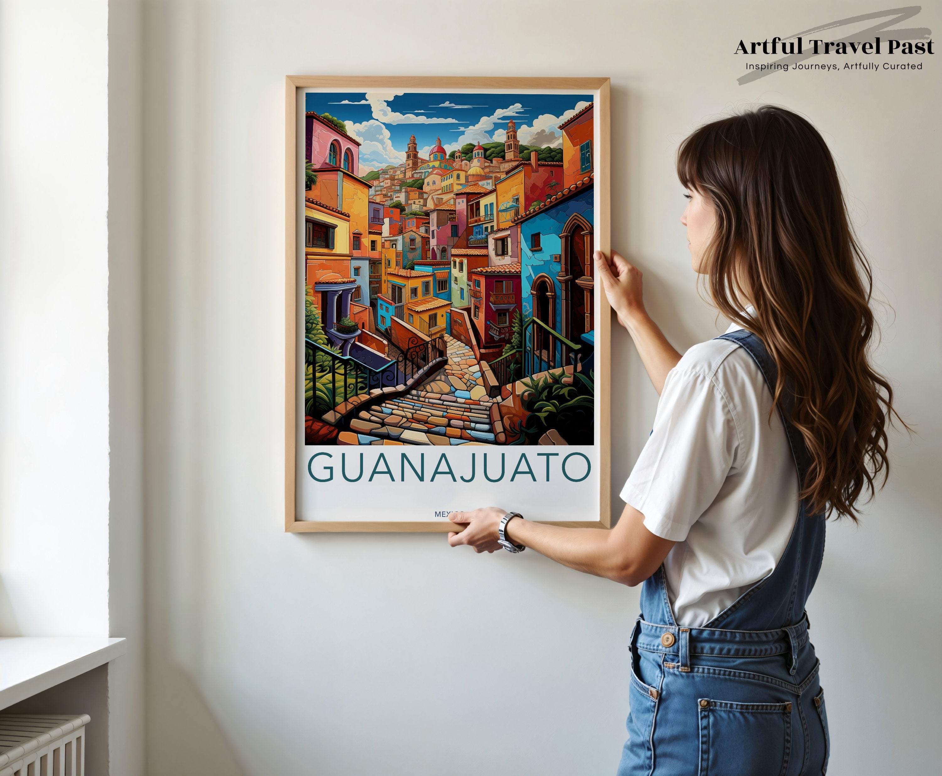 Guanajuato Poster Print, Colorful Guanajuato Wall Art, Mexico Travel Decor, Mexican City Illustration, Architectural Wonders Artwork