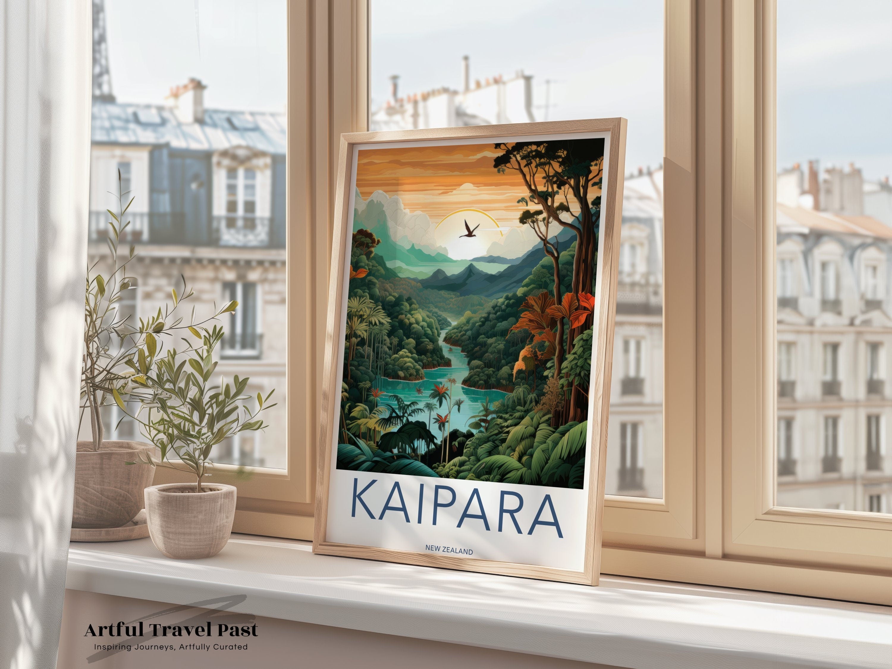 Kaipara Wall Art Print, New Zealand Scenic View, Nature Landscape Poster, Tropical Forest Decor, Serene River Artwork, Wall Hanging