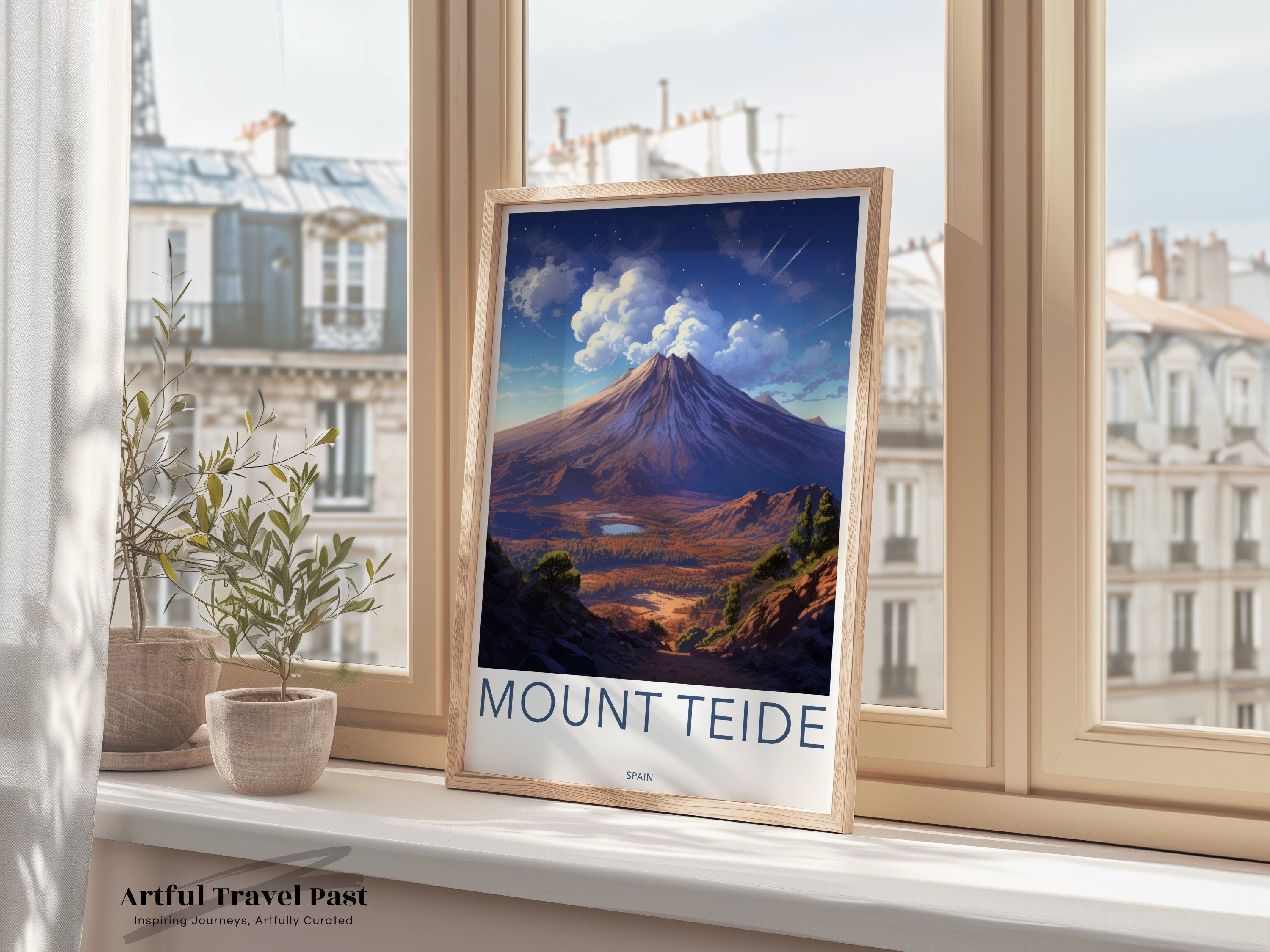 Mount Teide Wall Art, Spain Travel Poster, Teide National Park Print, Canary Islands Decor, Volcanic Landscape, Minimalist Artwork