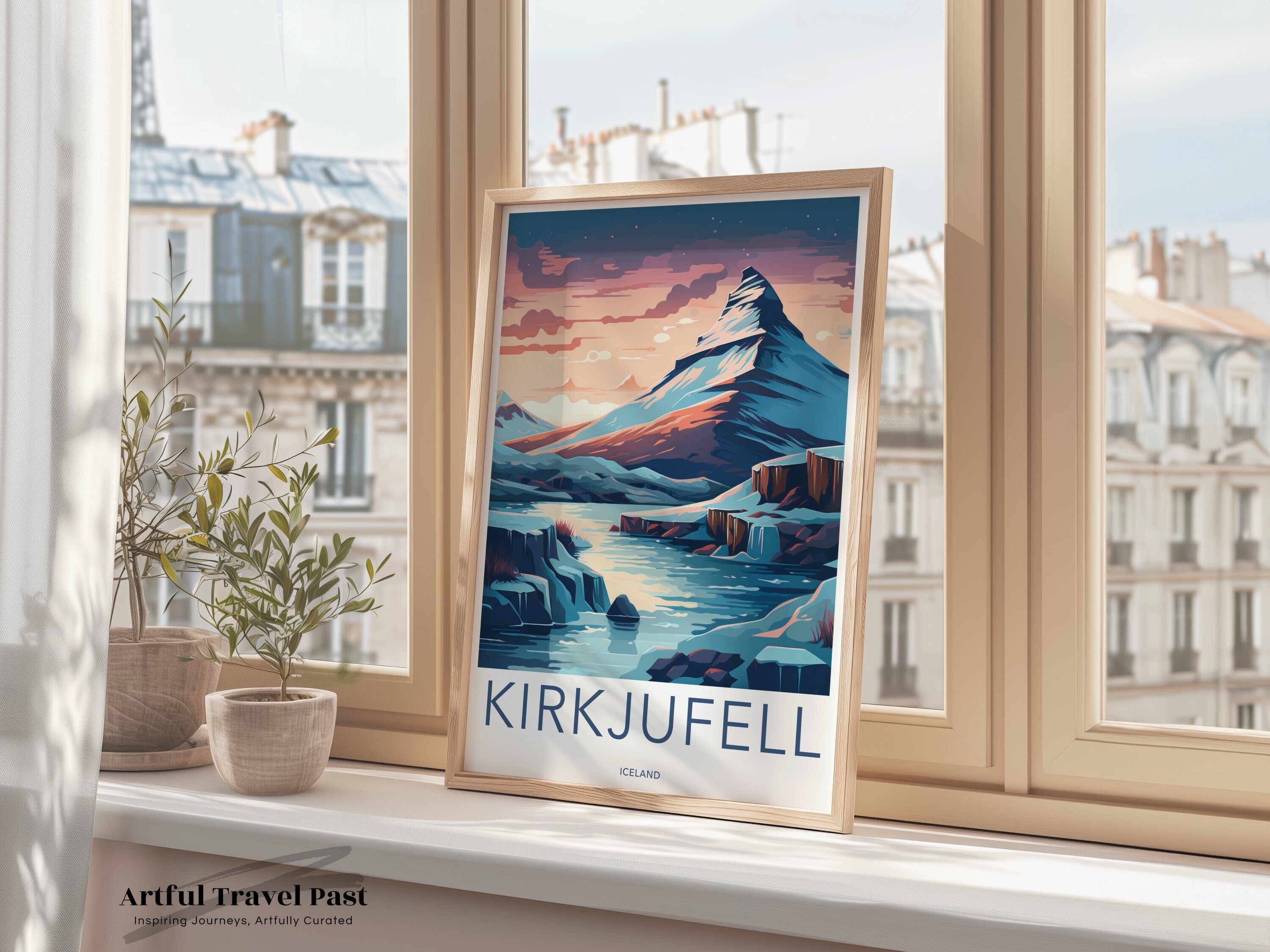 Kirkjufell Wall Art Print, Iceland Mountain Scenery, Nordic Landscape Artwork, Decorative Travel Poster, Modern Home Decor