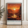 Western Sahara Wall Art Print, Sunset Desert Landscape, Moroccan Art, Camel Riders, Stunning Home Decor, Travel Poster, Art Lovers Gift