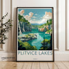 Plitvice Lakes Wall Art, Croatia Travel Poster, Nature Scenic Print, Landscape Wall Decor, National Park Illustration, Waterfall Art