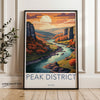 Peak District Wall Art, Vintage Travel Poster, Scenic England Landscape Print, Sunset River Valley Artwork, Nature Lover Gift, Home Decor