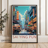 Sai Ying Pun Wall Art, Hong Kong Urban Street Print, Vibrant Cityscape, Modern Home Decor, Asian Culture Poster, Art for Living Room