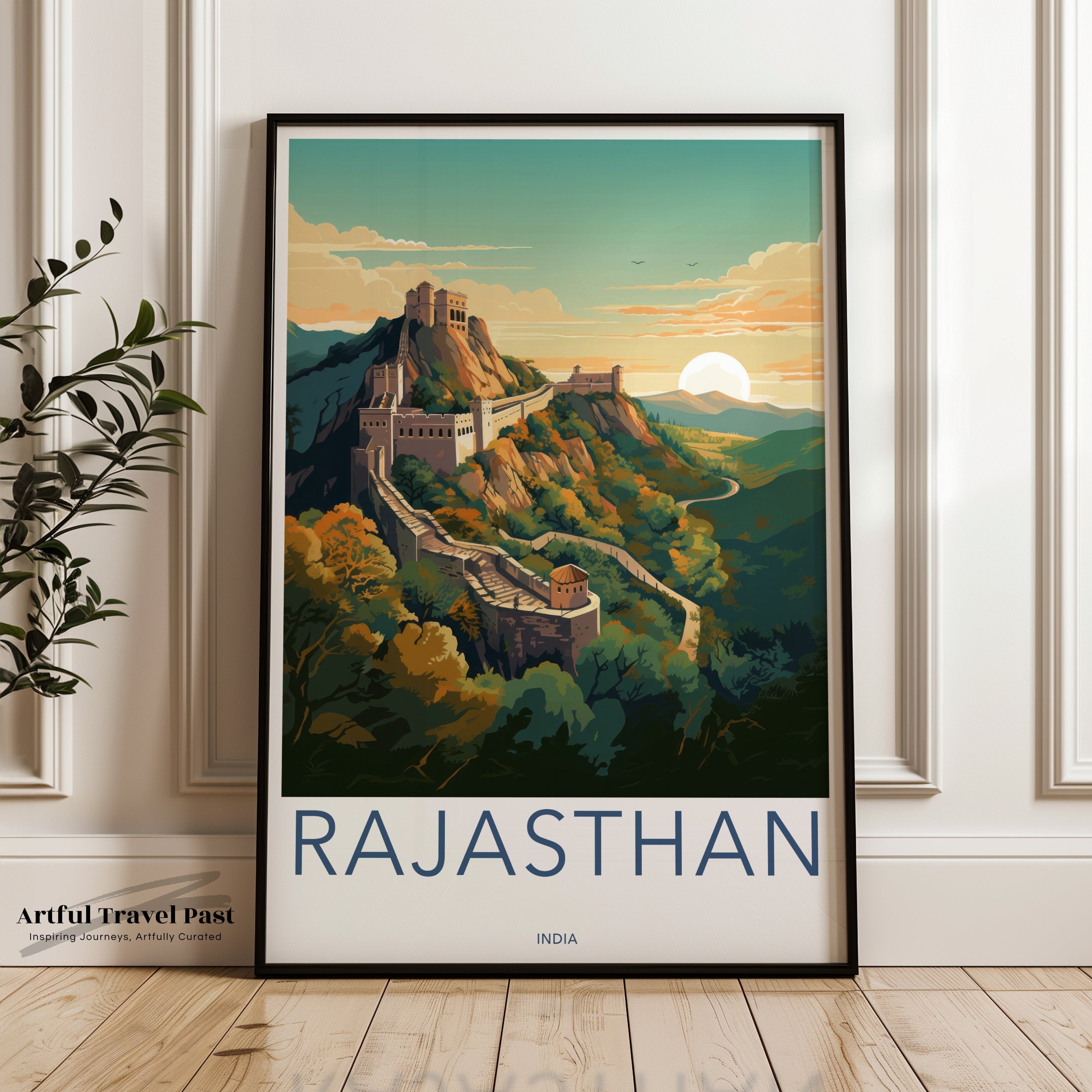 Rajasthan Wall Art, India Travel Poster, Vintage Style Art Print, Scenic Landscape Decor, Cultural Heritage Gift, Architectural Wonders