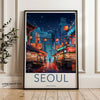 Seoul Cityscape Wall Art, South Korea Night Market Poster, Vibrant Asian Street Scene, Modern Urban Artwork, Asian Culture Decor