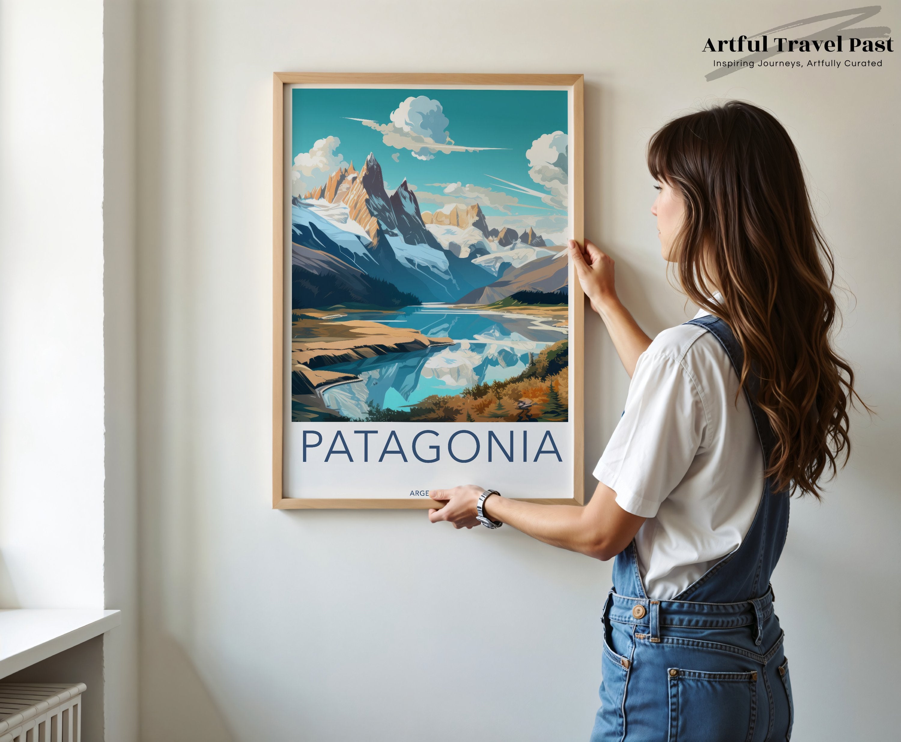 Patagonia Wall Art, Argentina Landscape Poster, Mountain Illustration, South American Nature Decor, Travel Artwork, Scenic Print