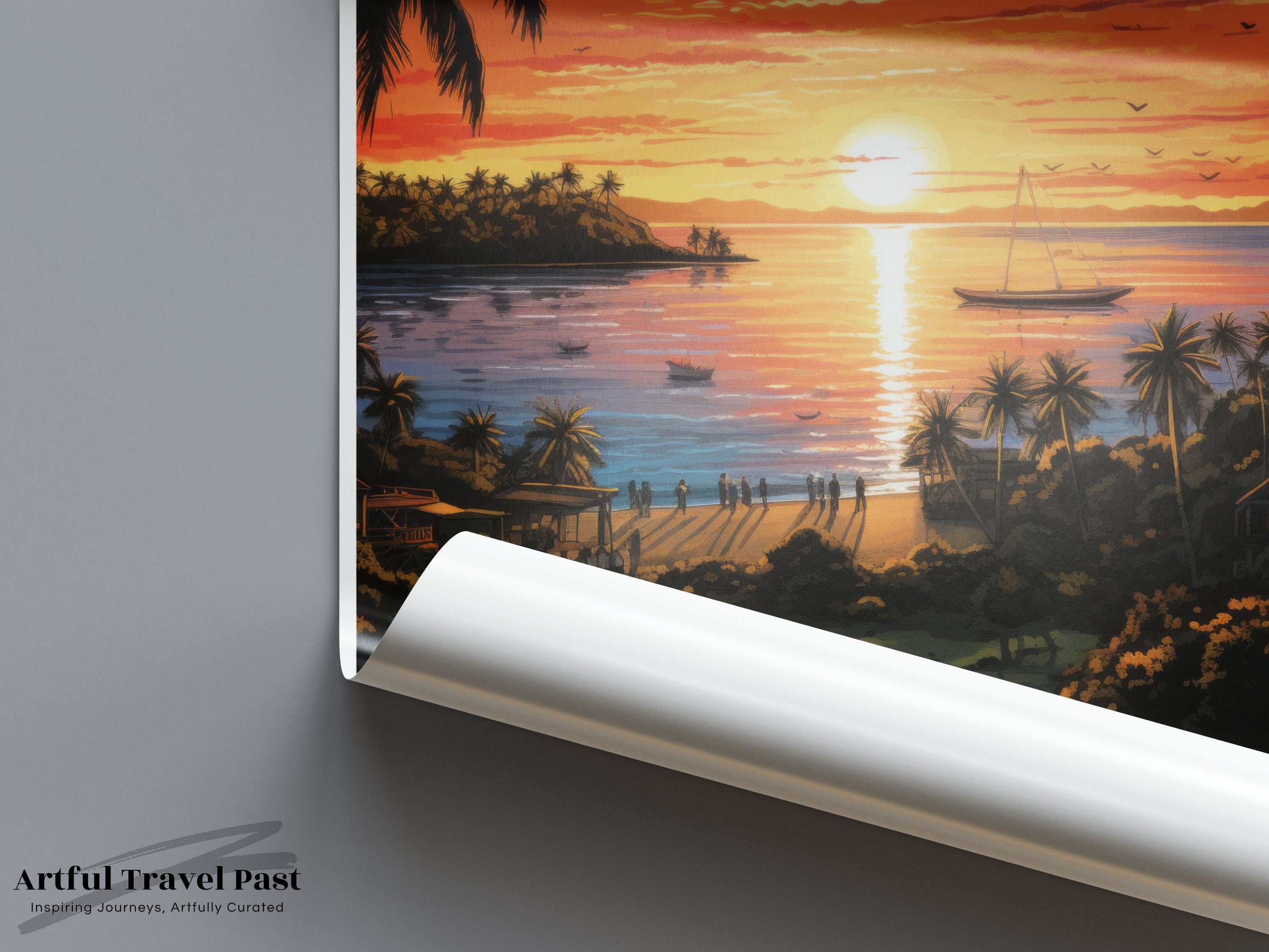 Fiji Sunset Wall Art, Beach Sunset Decor, Nadi Fiji Landscape, Tropical Wall Print, Coastal Home Art, Beach House Decor, Travel Poster