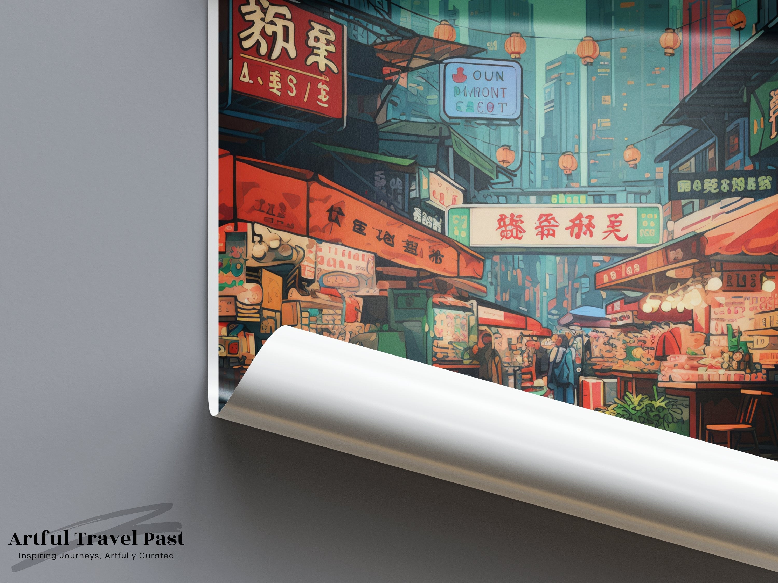 Sai Ying Pun Wall Art, Hong Kong Cityscape Print, Urban Street Scene Decor, Modern Illustration, Travel Poster, Vibrant City Vibes