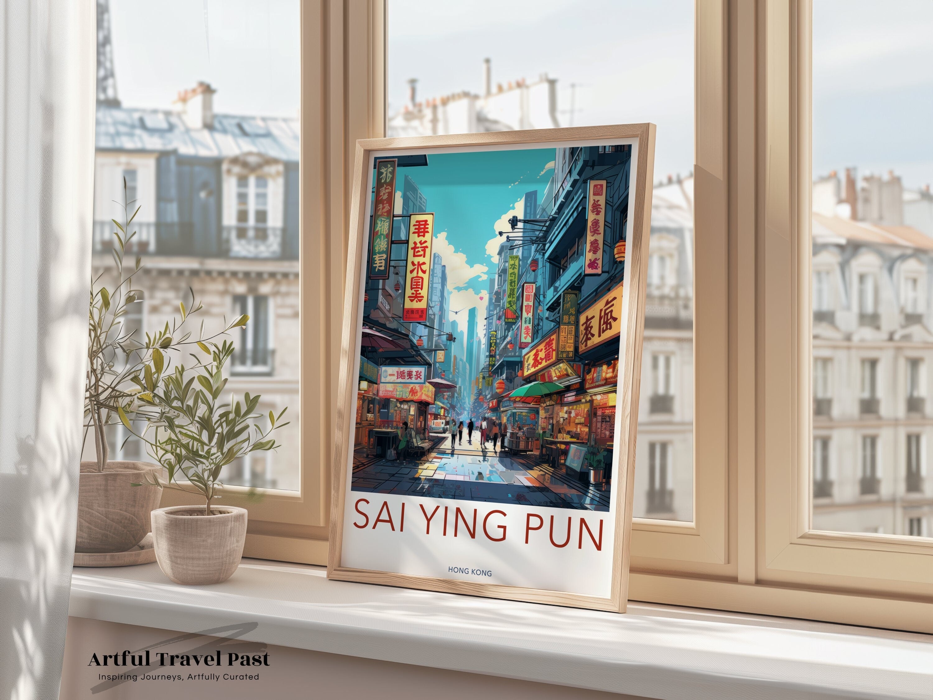 Sai Ying Pun Wall Art, Hong Kong Urban Street Print, Vibrant Cityscape, Modern Home Decor, Asian Culture Poster, Art for Living Room