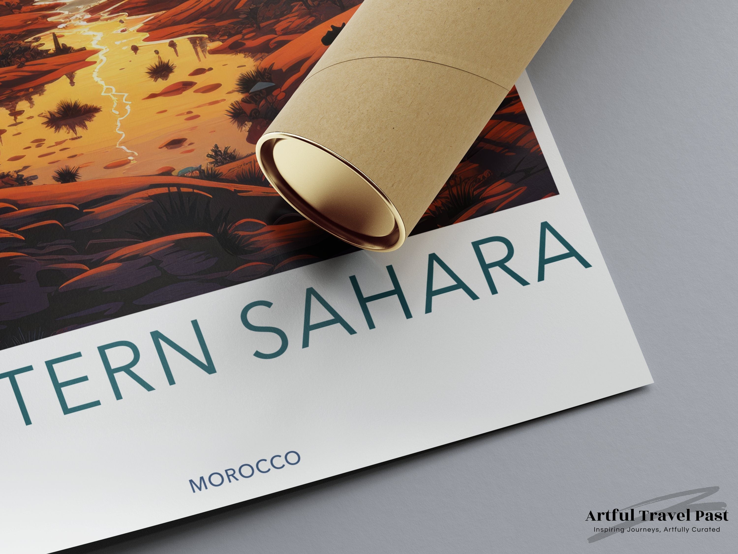 Western Sahara Wall Art Print, Sunset Desert Landscape, Moroccan Art, Camel Riders, Stunning Home Decor, Travel Poster, Art Lovers Gift