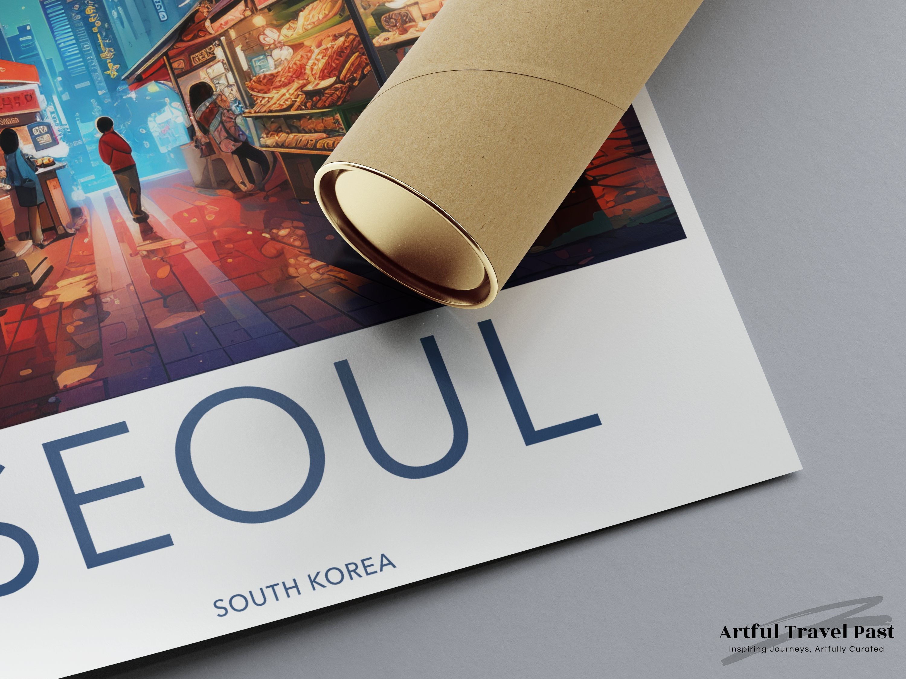 Seoul Cityscape Wall Art, South Korea Night Market Poster, Vibrant Asian Street Scene, Modern Urban Artwork, Asian Culture Decor