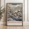 Shirakawa Village Wall Art, Traditional Japanese Architecture Poster, Scenic Winter Landscape Print, Cultural Heritage Artwork