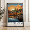 Stunning Stockholm Sunset Wall Art, Scandinavian Cityscape Print, Swedish Harbor View, Historic Architecture, Vibrant Artwork