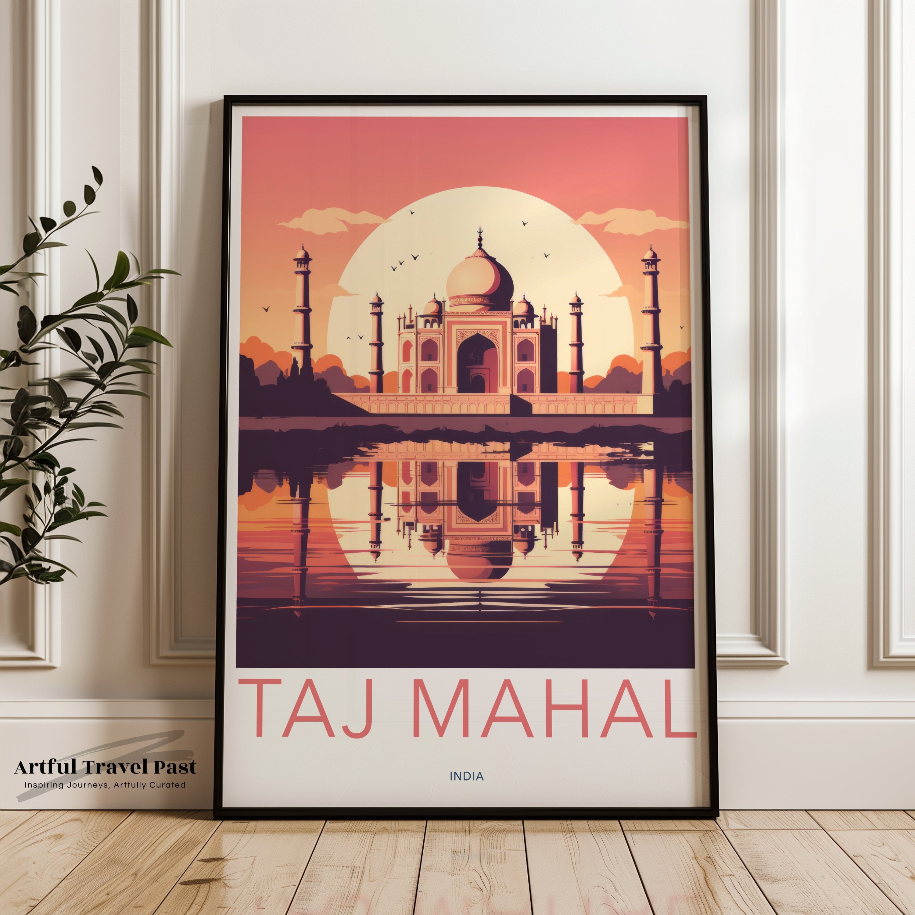 Taj Mahal Poster, India Wall Art, Historical Landmark Print, Architectural Wonders, Indian Culture Decor, Taj Mahal Illustration, Timeless