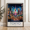 Tokyo Japan Night Scene, Cityscape Wall Art, Modern Urban Artwork, Vibrant Tokyo Streets, Colorful City Lights, Home Decor