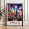 Tokyo Cityscape Wall Art, Tokyo Urban Landscape Print, Colorful Tokyo Night Scene Decor, Modern Japan Travel Poster