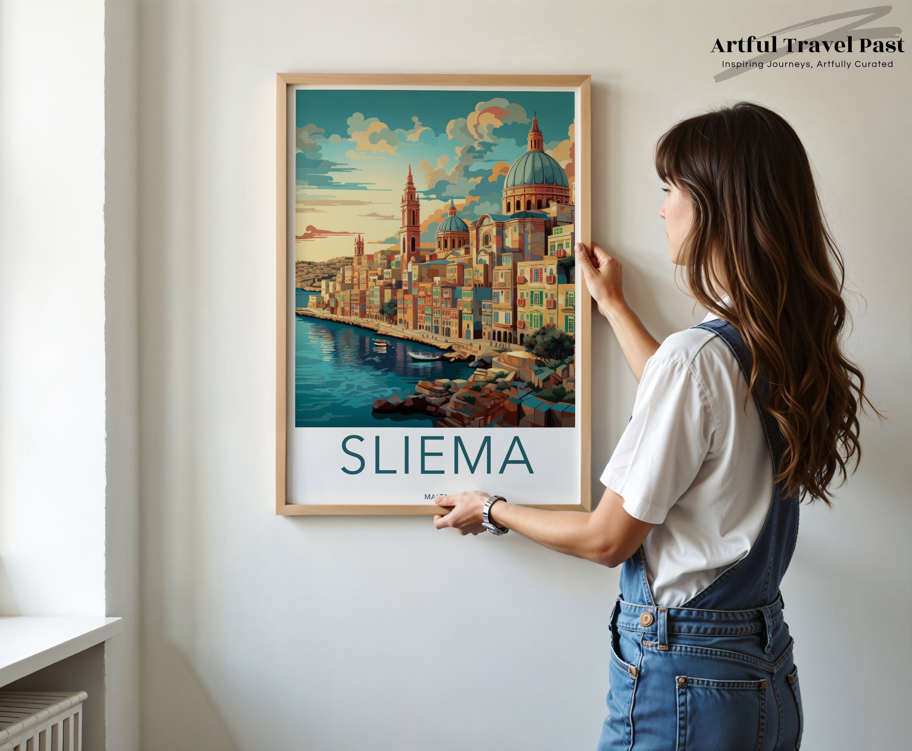 Sliema Malta Poster, Coastal Wall Art, Mediterranean Art Print, Historical Architecture, Scenic Landscape, Cultural Landmark Decor